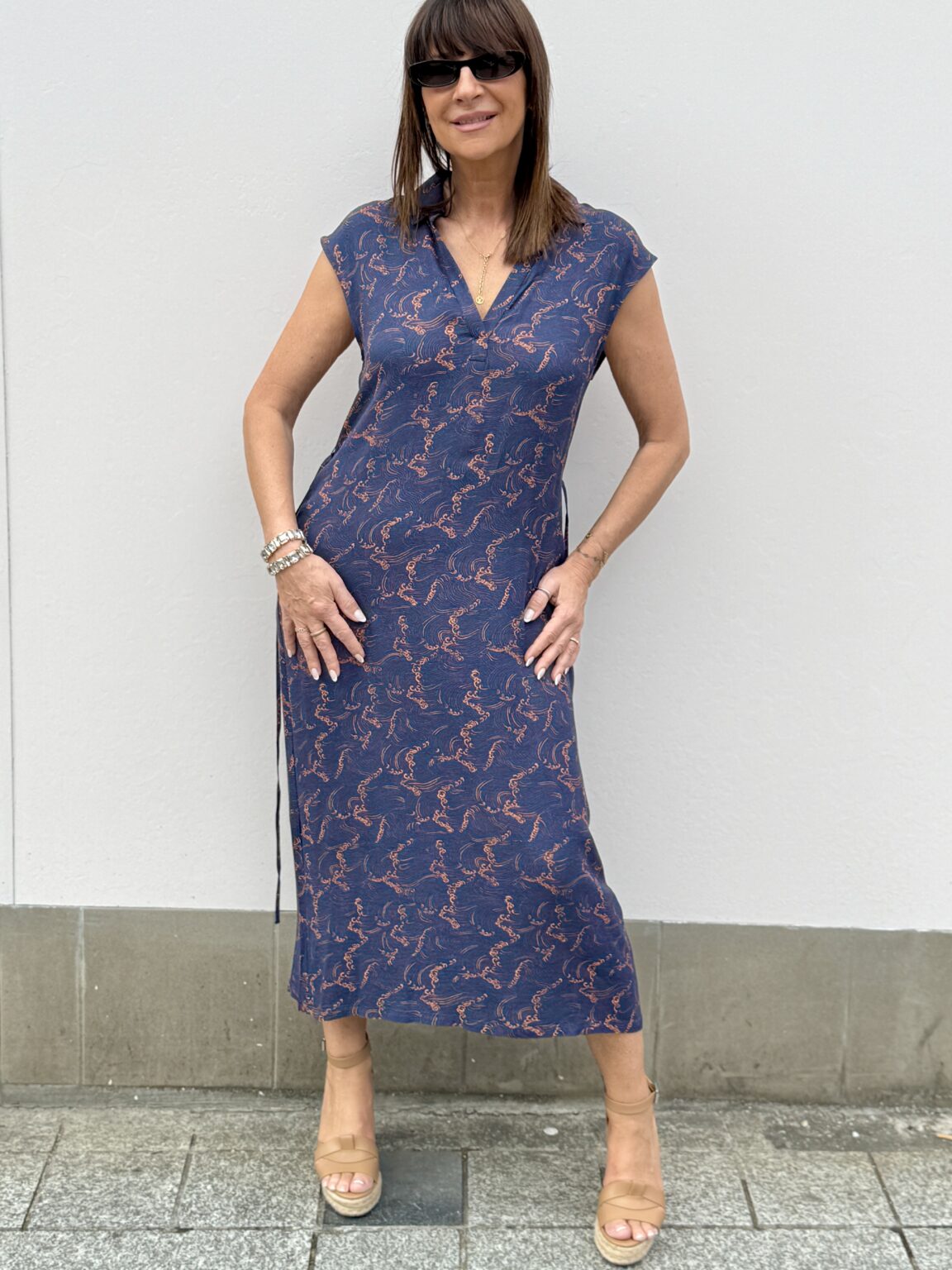 robe fluide longue imprimée marine nice things