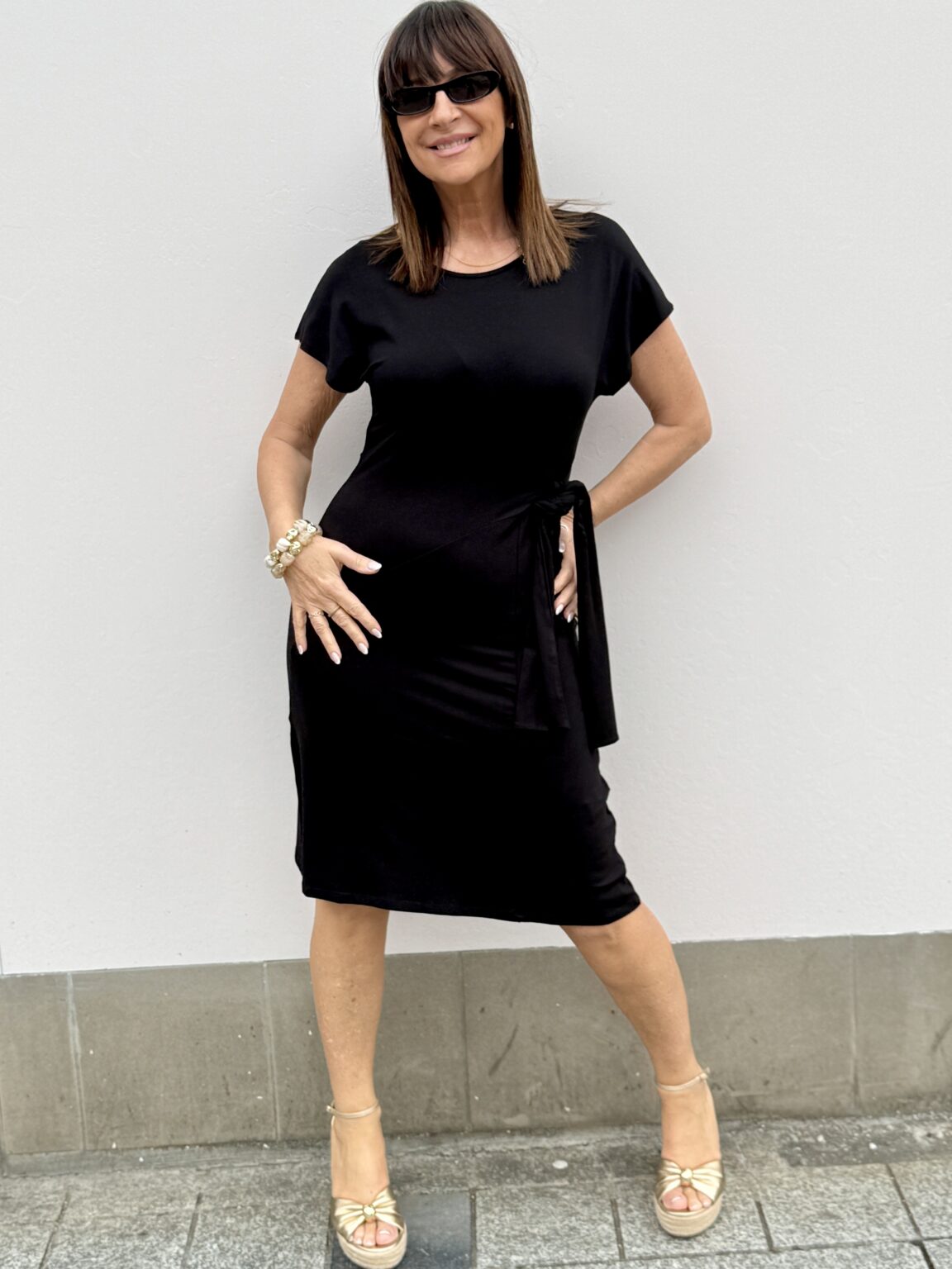 robe fluide nouée bleu canard nice things