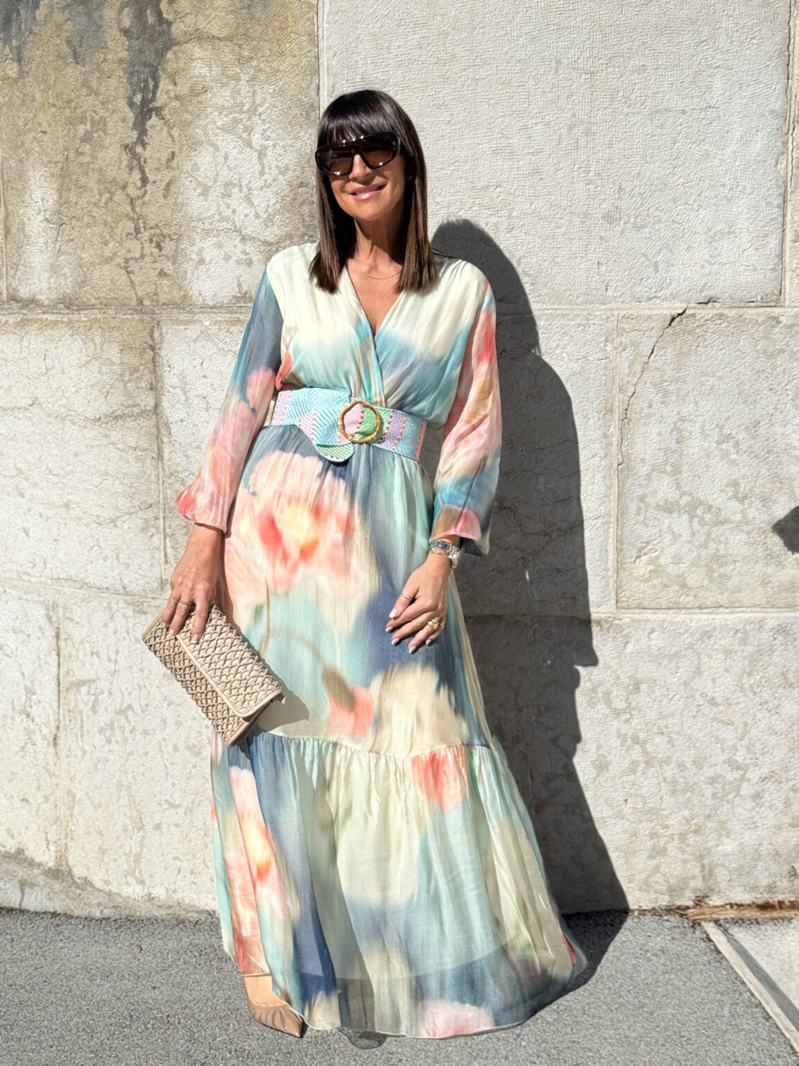 robe longue fluide effet aquarelle dixie (amb)