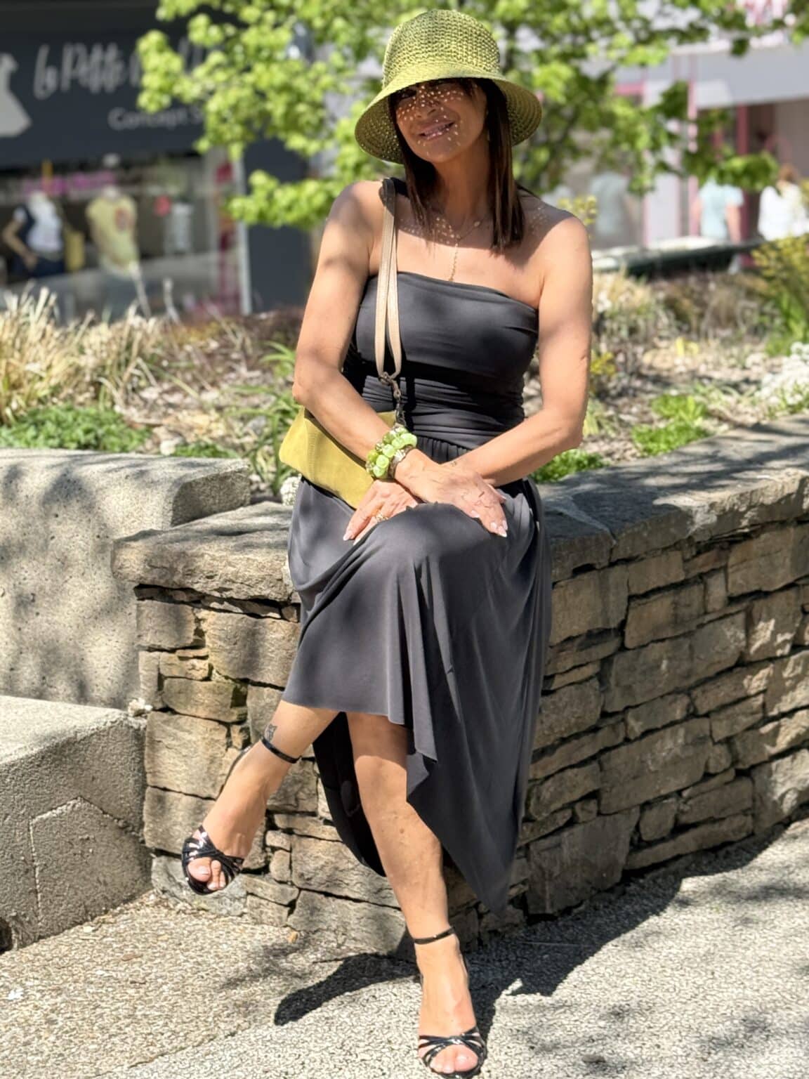 robe longue noire drapée bustier bsb