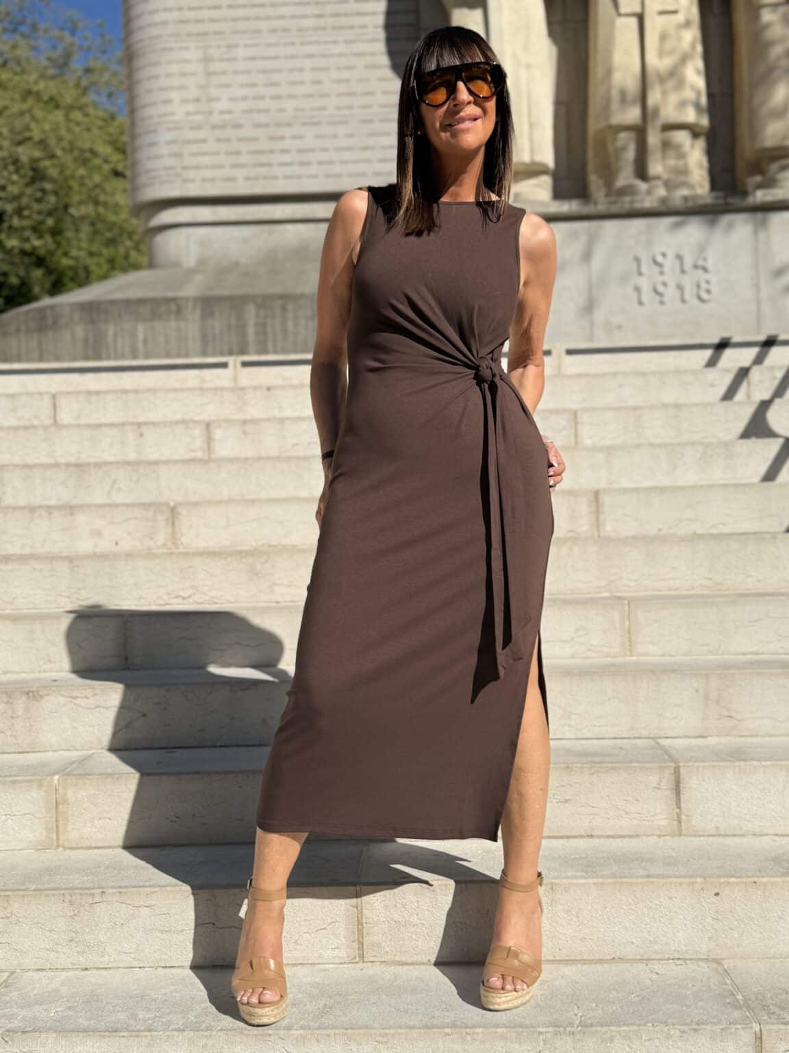 robe longue nouée sur le côté rouge g&m
