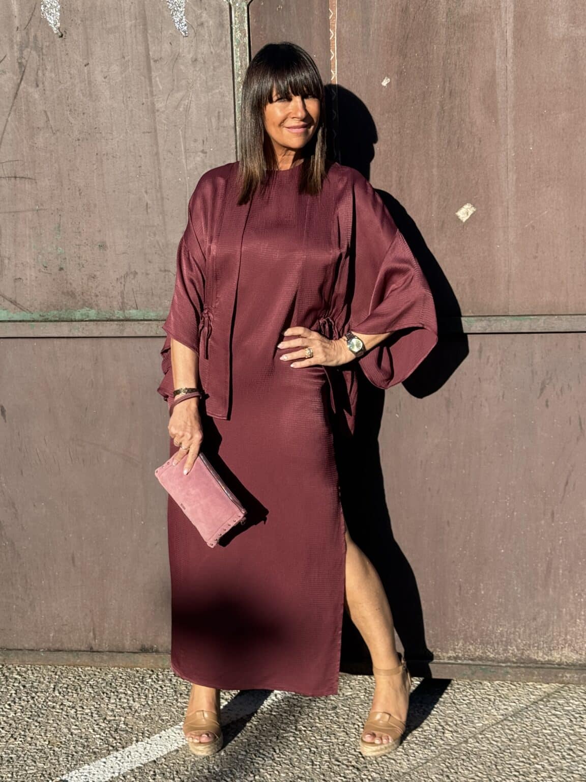robe midi bordeaux dos ouvert meme road (ted)