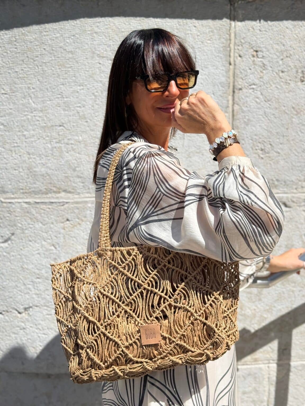 sac cabas tressé beige biba