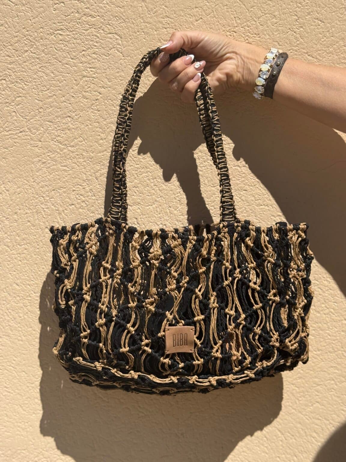 sac cabas tressé bicolore biba
