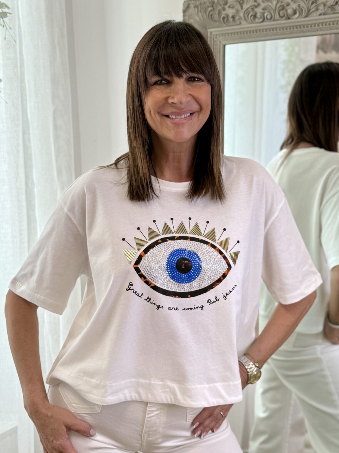 t shirt blanc imprimé œil bsb (amb)