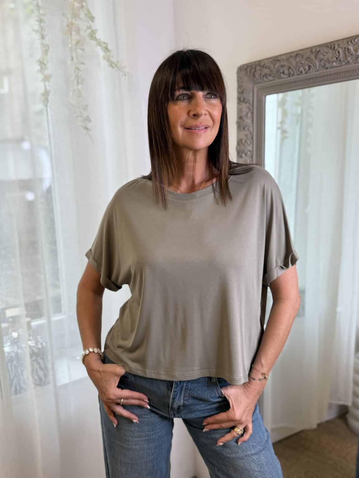 t shirt oversize en modal vert parma (amb)
