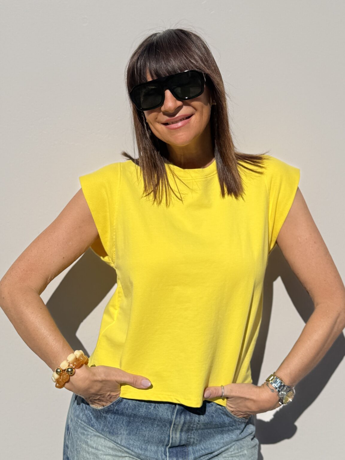 top jaune sans manches marie ile de rÉ amb