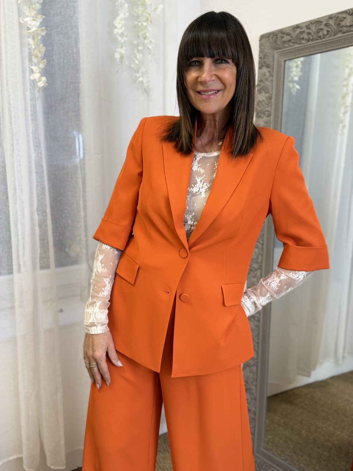 veste blazer droite structurée orange imperial