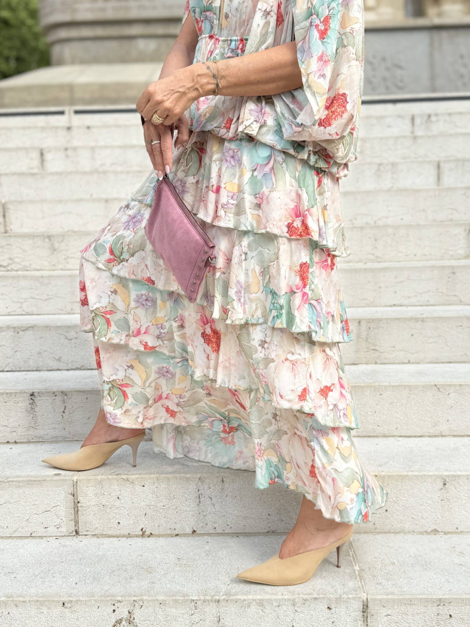 jupe longue fluide imprimé floral bsb (ted)