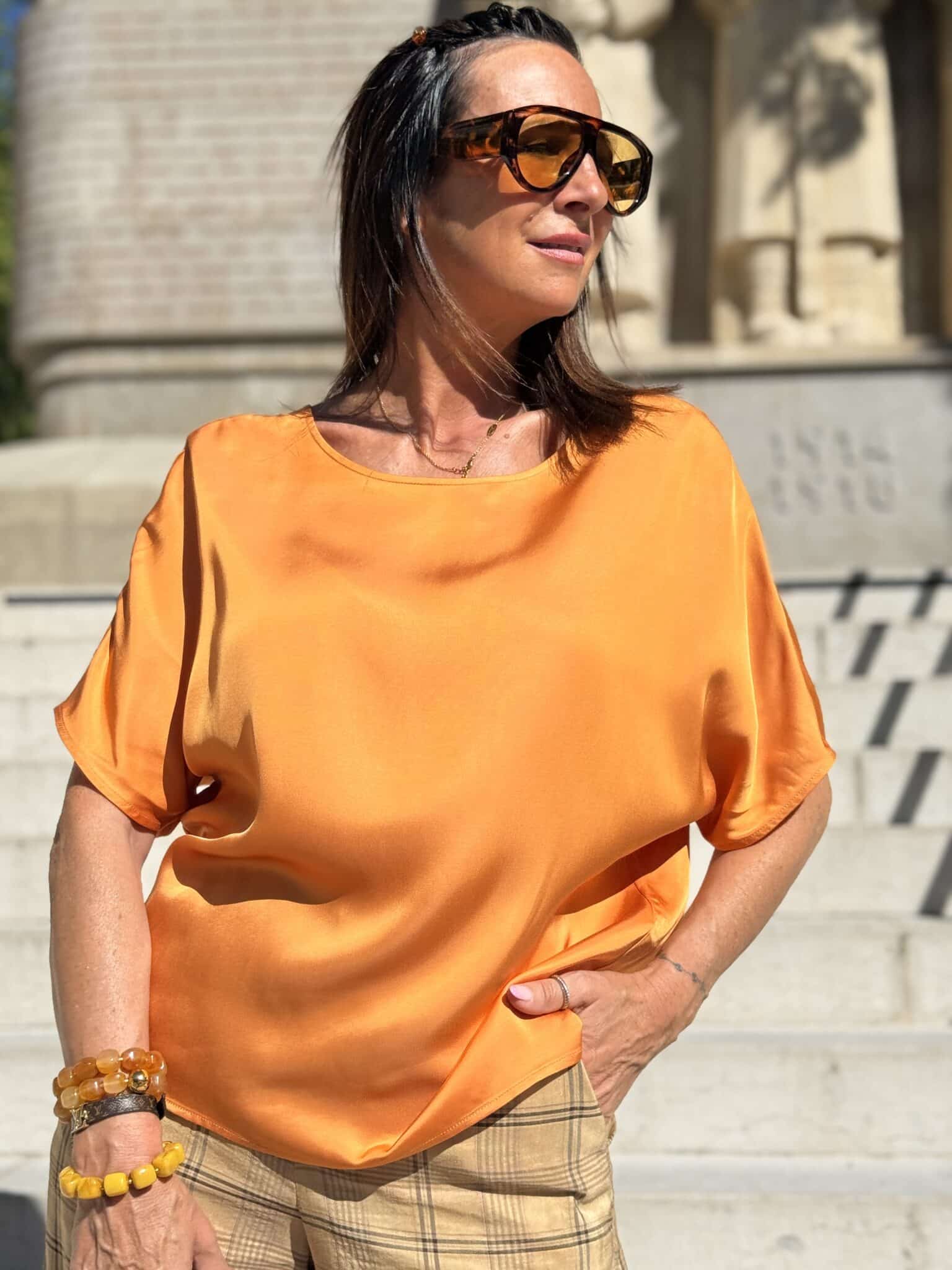 blouse fluide dos noué orange meme road (amb)