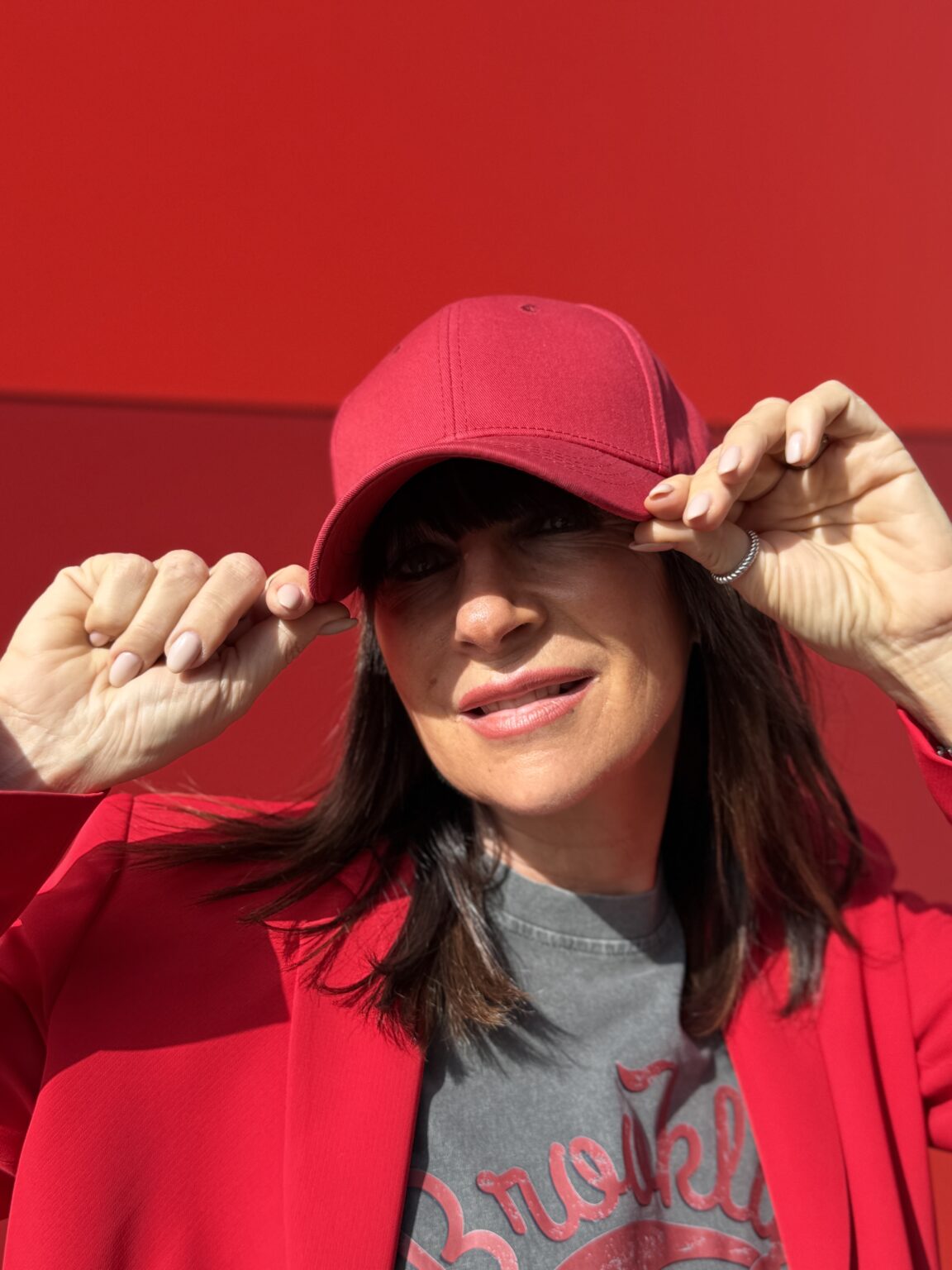 casquette coton unie rouge cerise