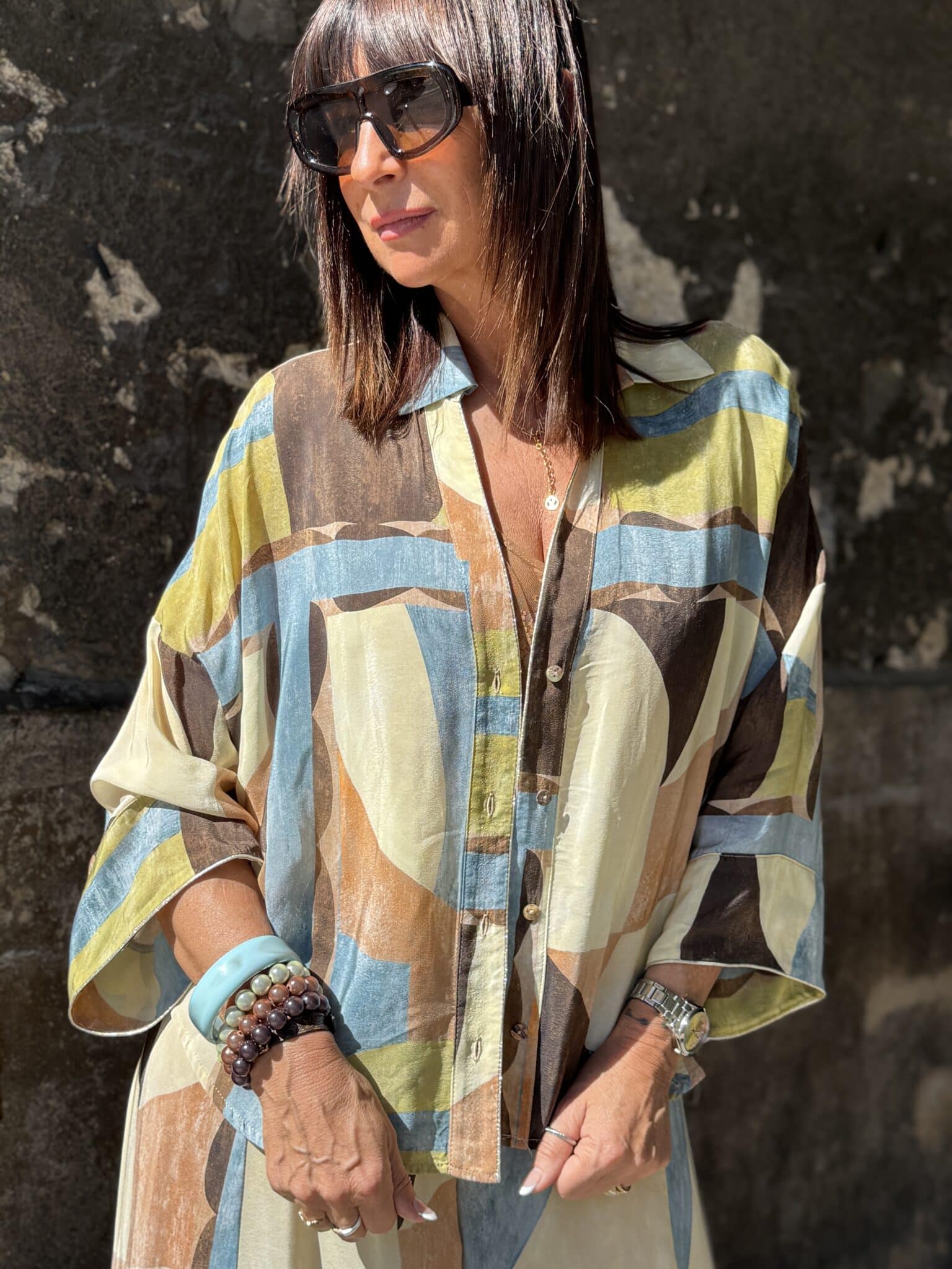 chemise fluide imprimée graphique souvenir (amb)