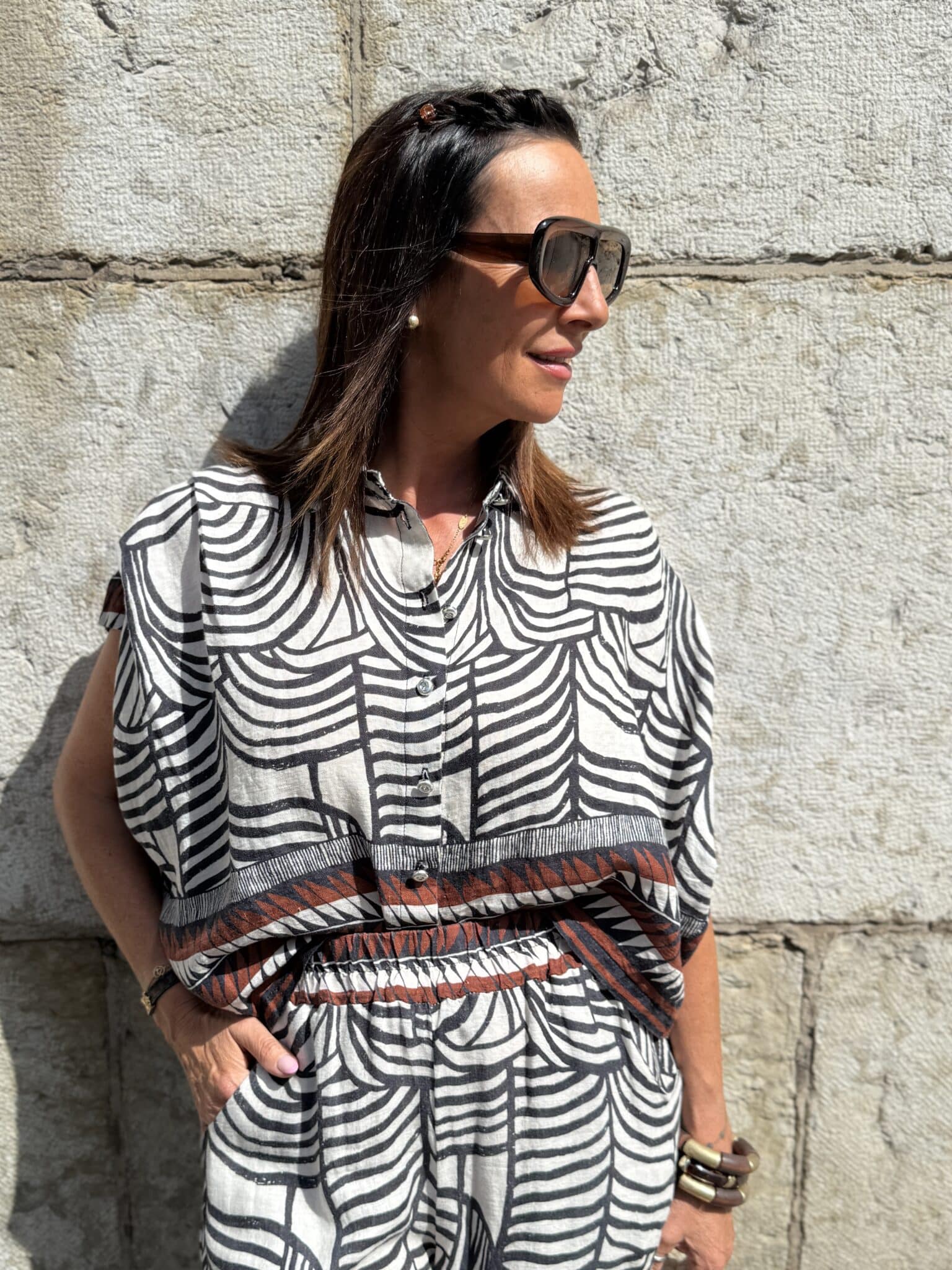 chemise fluide imprimée graphique zèbre bsb océ