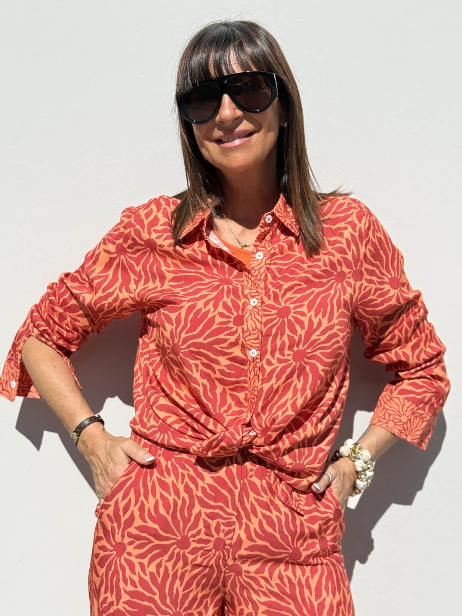 chemise imprimée orange & rouge la petite etoile océ