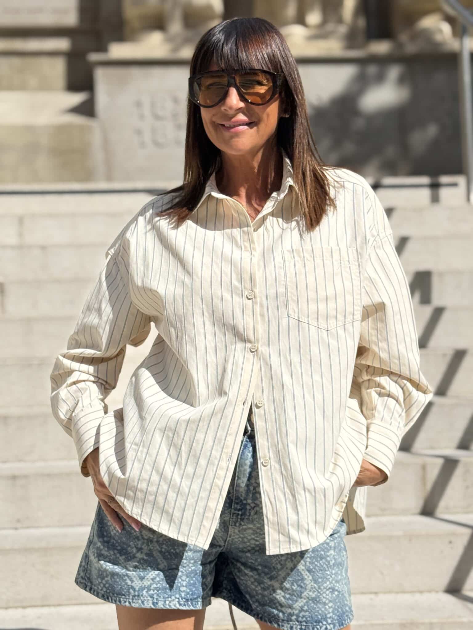 chemise oversize manches longues vanille valerie grace et mila