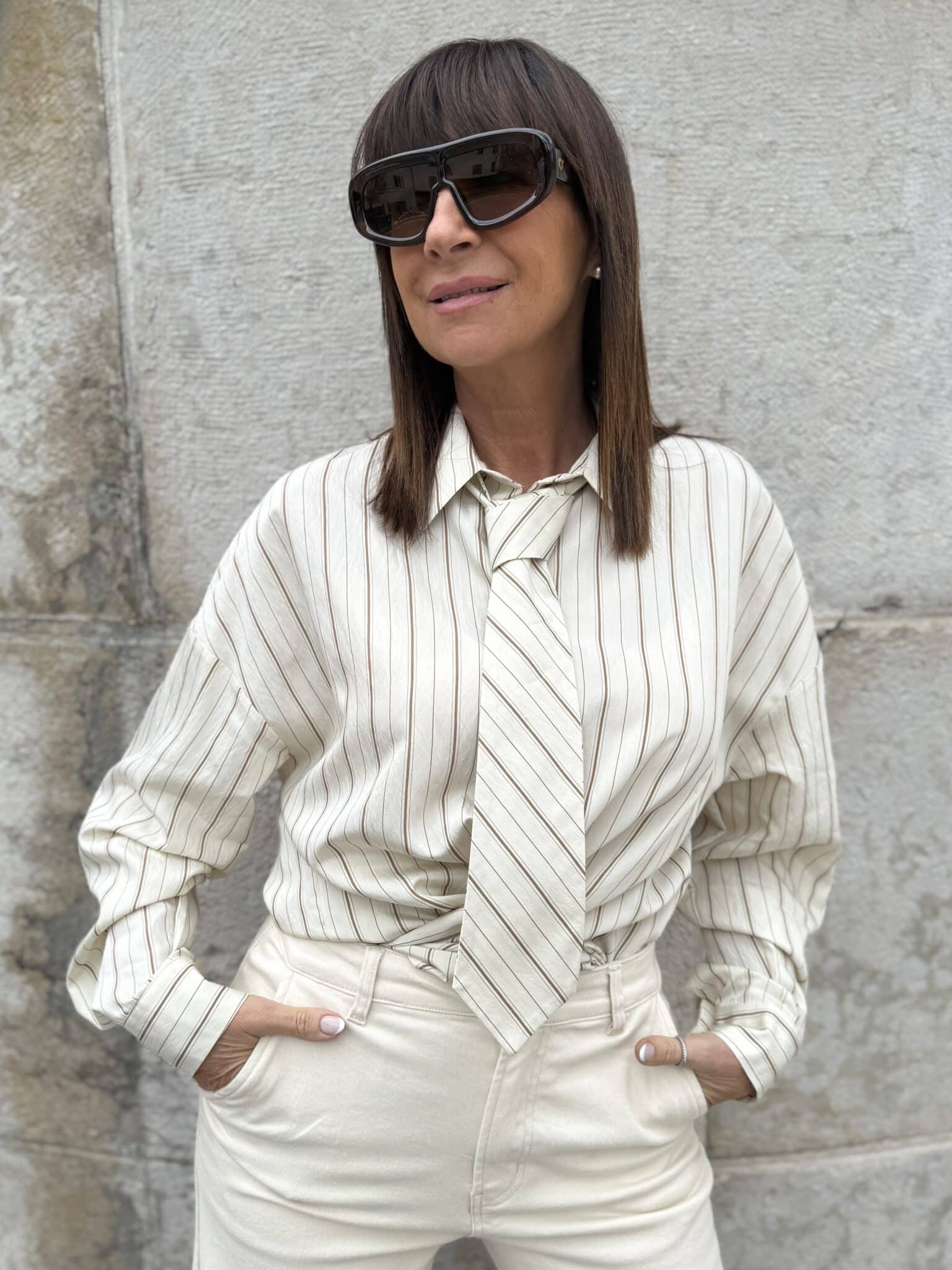chemise rayée beige & larron kikisix (amb)