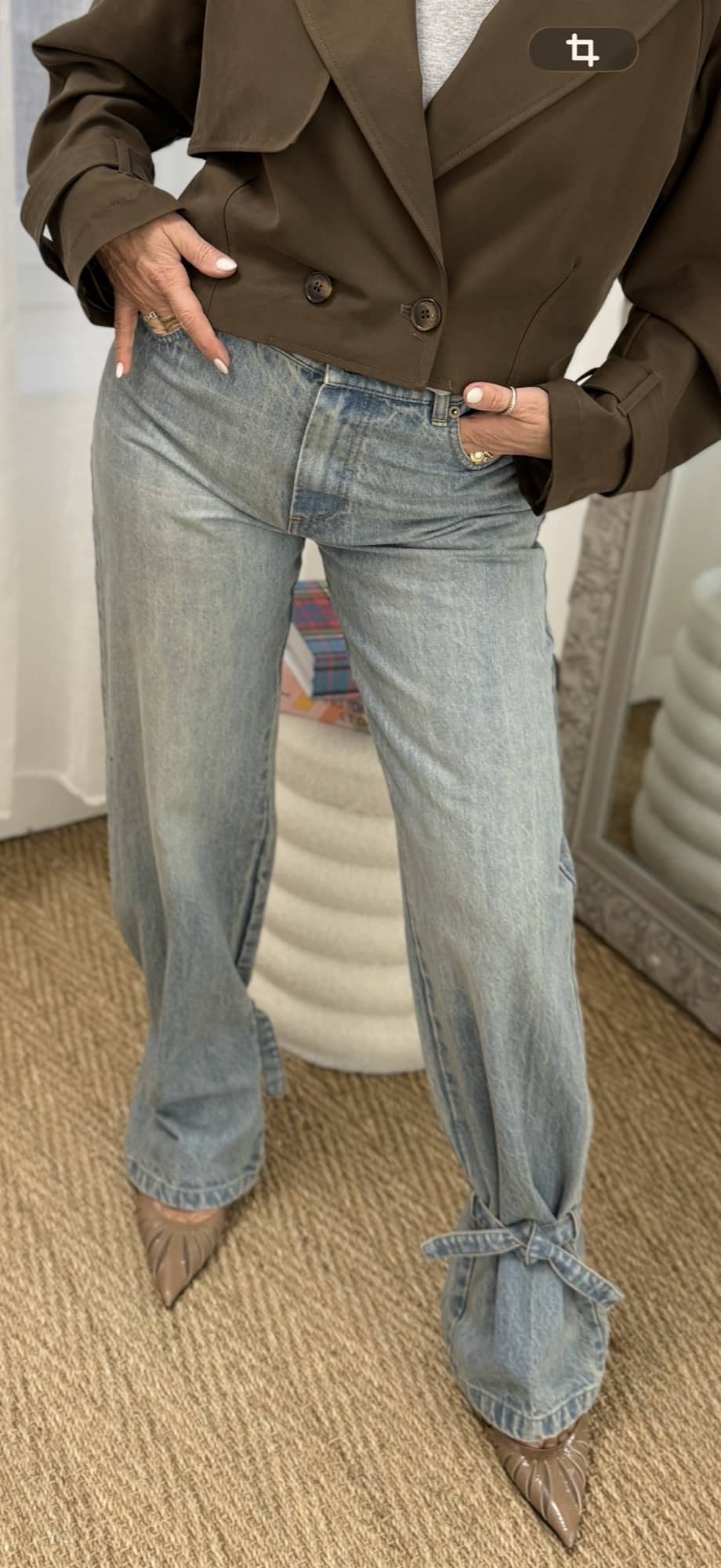 jean denim clair avec bas noué philia loft