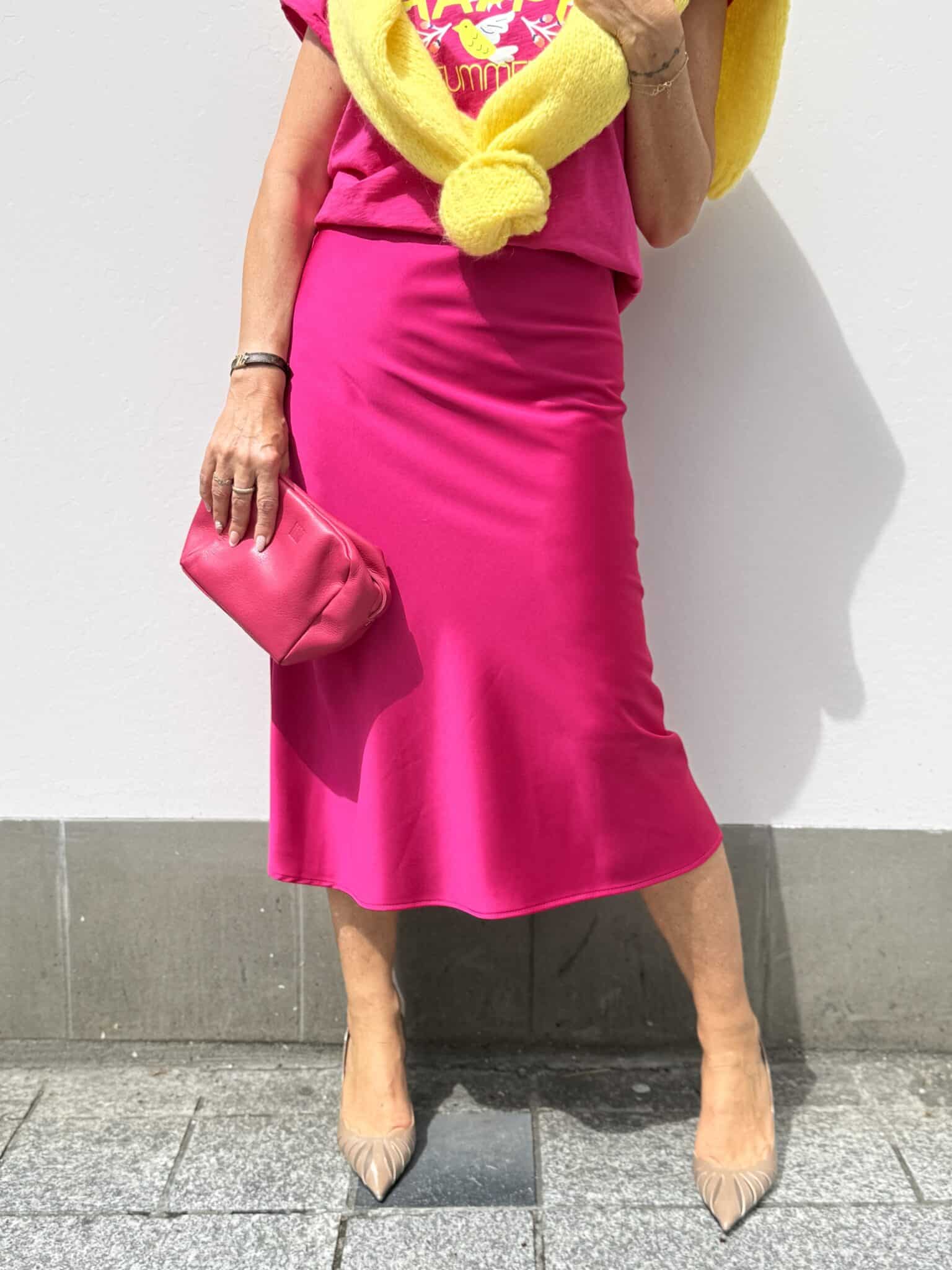 jupe satinée rose fuchsia imperial