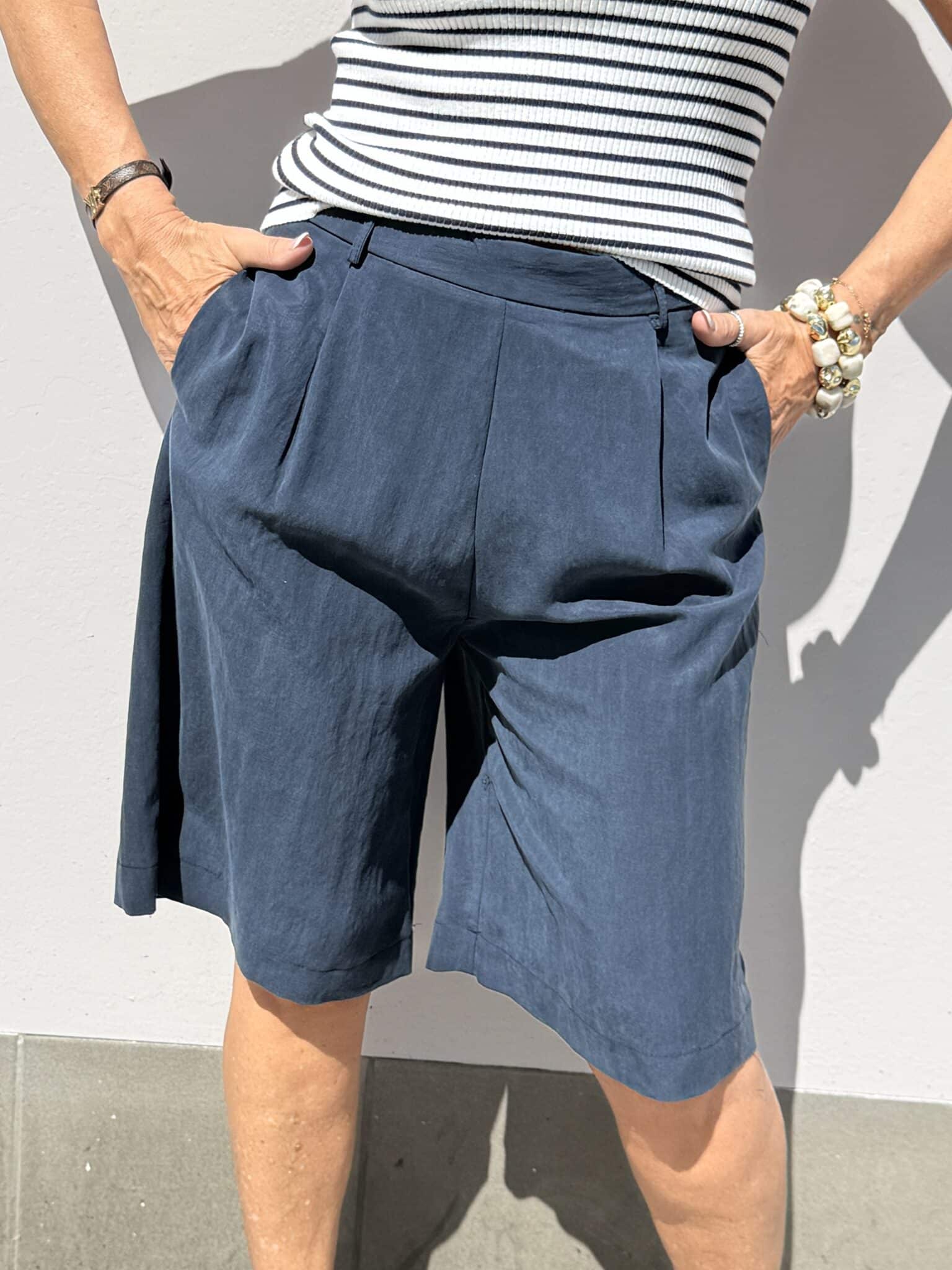 bermuda fluide bleu marine kikisix