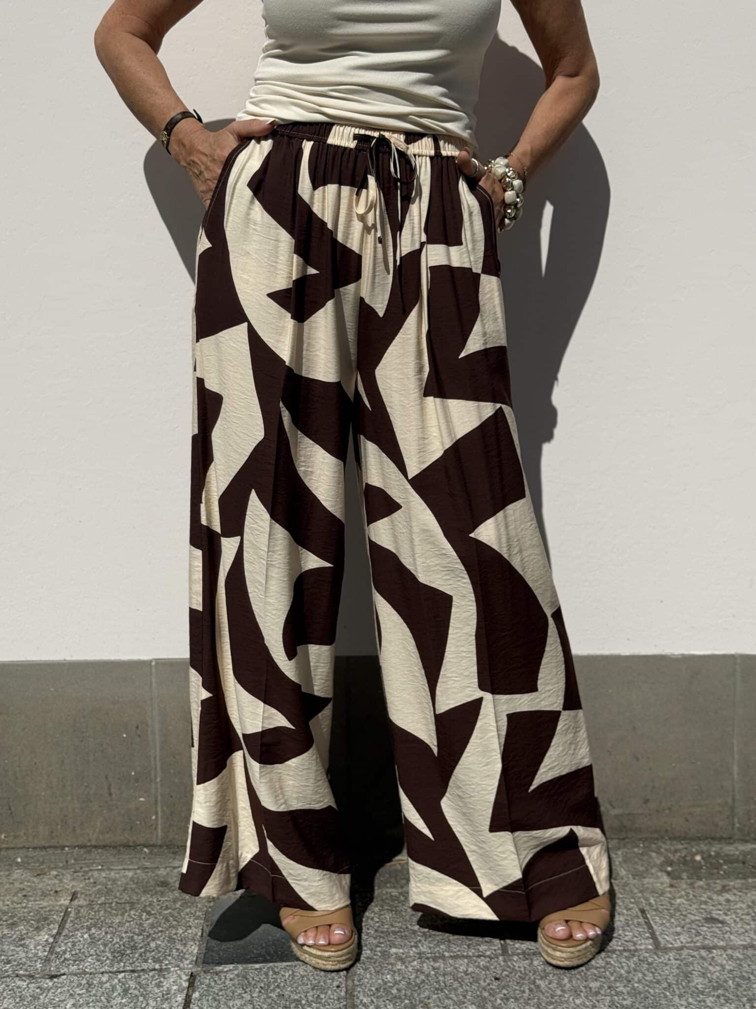 pantalon fluide imprimé chocolat & écru grace & mila