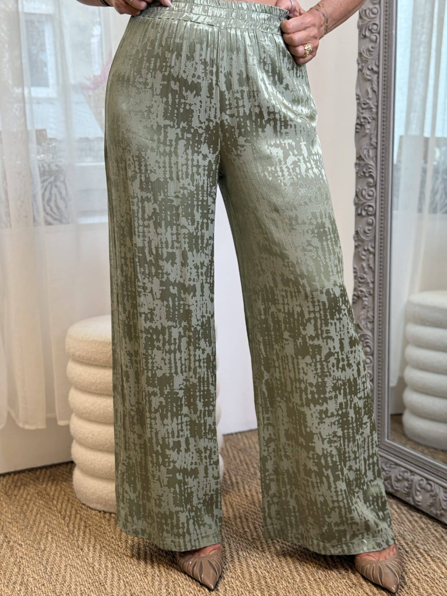 pantalon fluide kaki imprimé kikisix (ted)