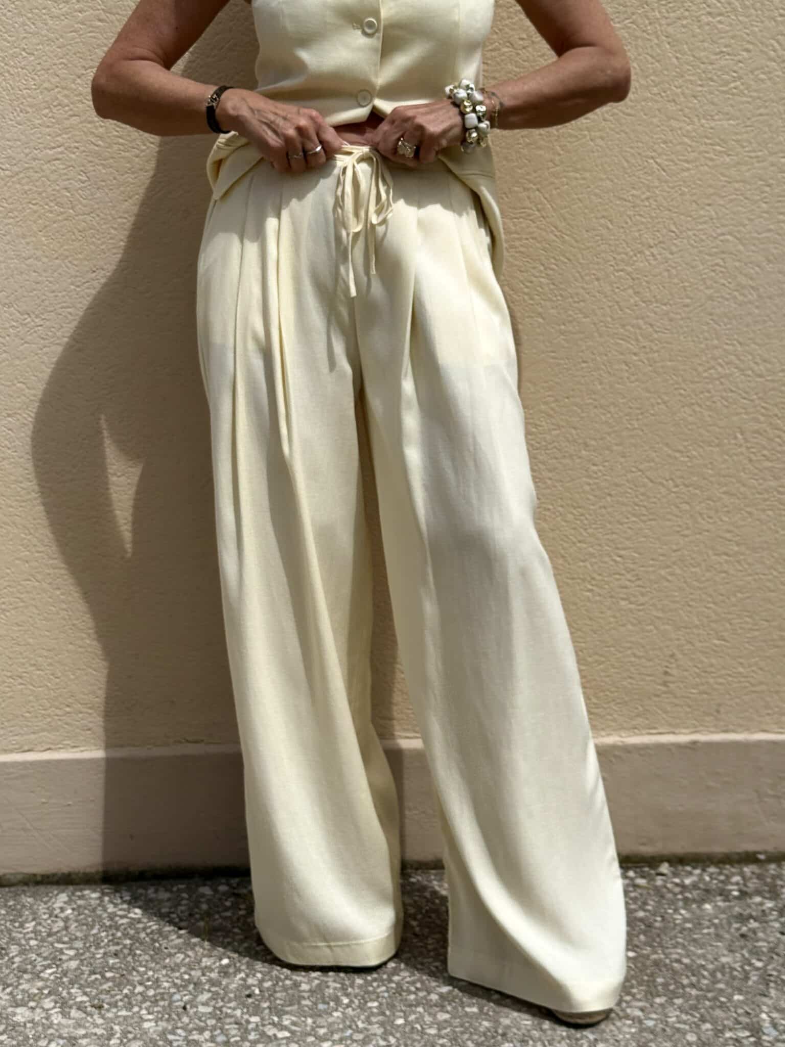 pantalon fluide large jaune pale grace & mila (ted)