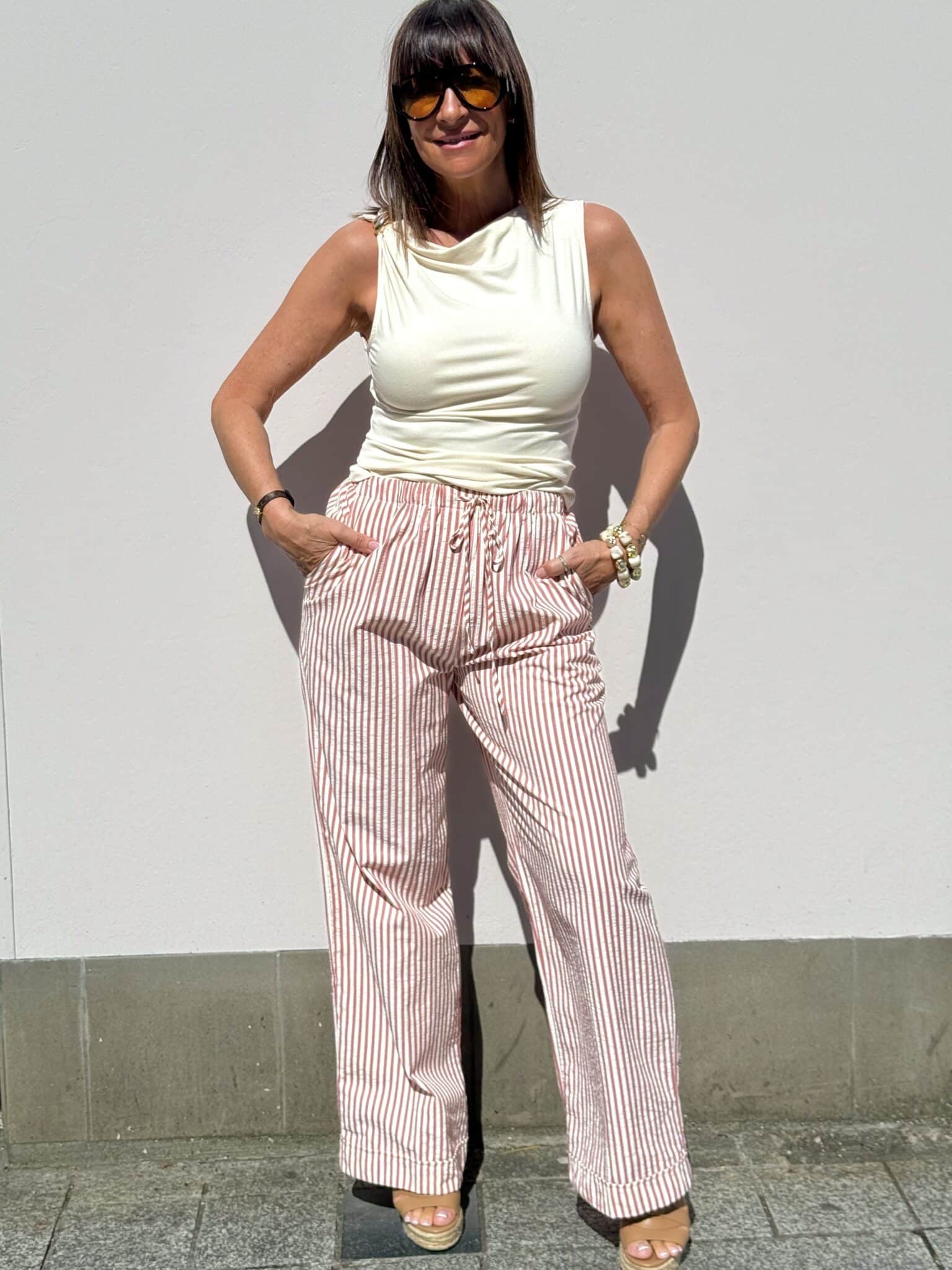 pantalon à rayures large corial volute
