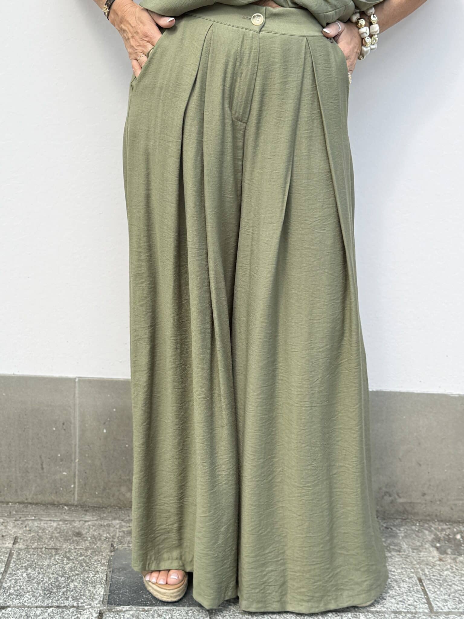 pantalon large fluide kaki dixie (ted)