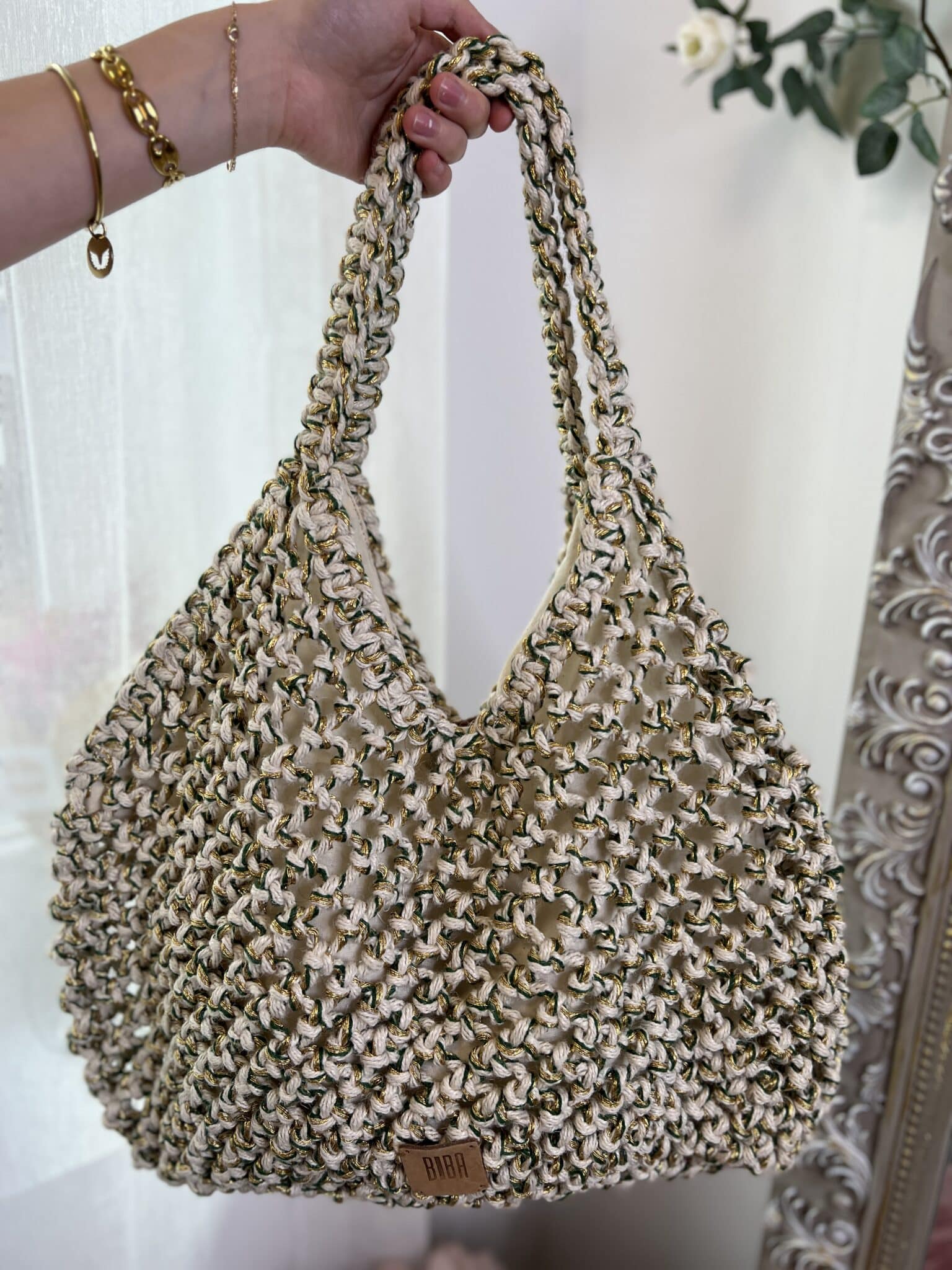 sac panier en jute tréssé rose et doré ari biba (copie)