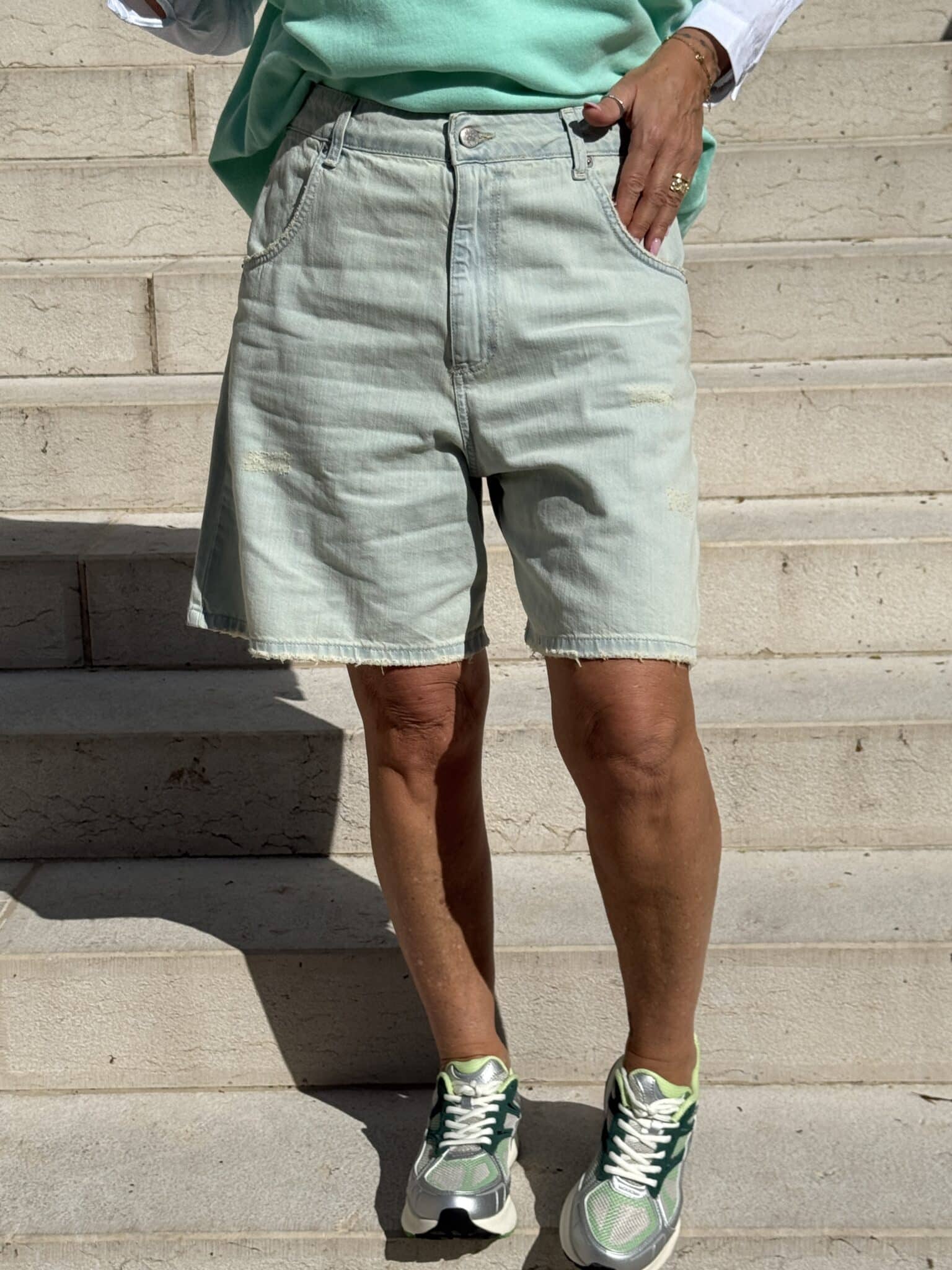short en jean effet vert pastel philia loft (ted)