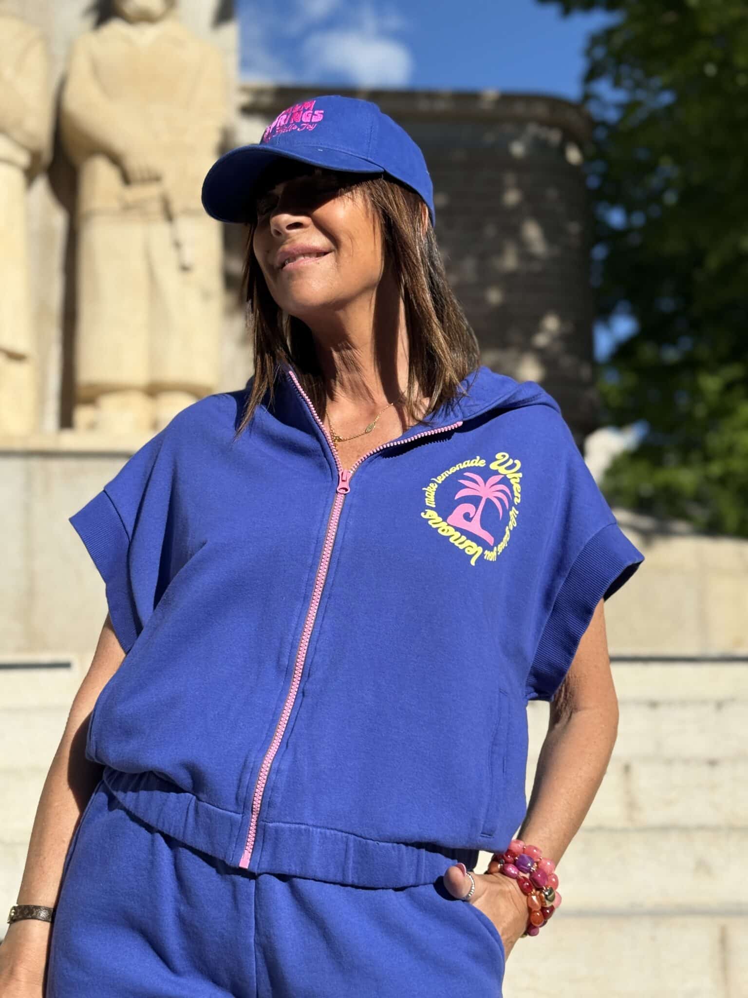 sweat zippé à capuche bleu my hello joy (amb)