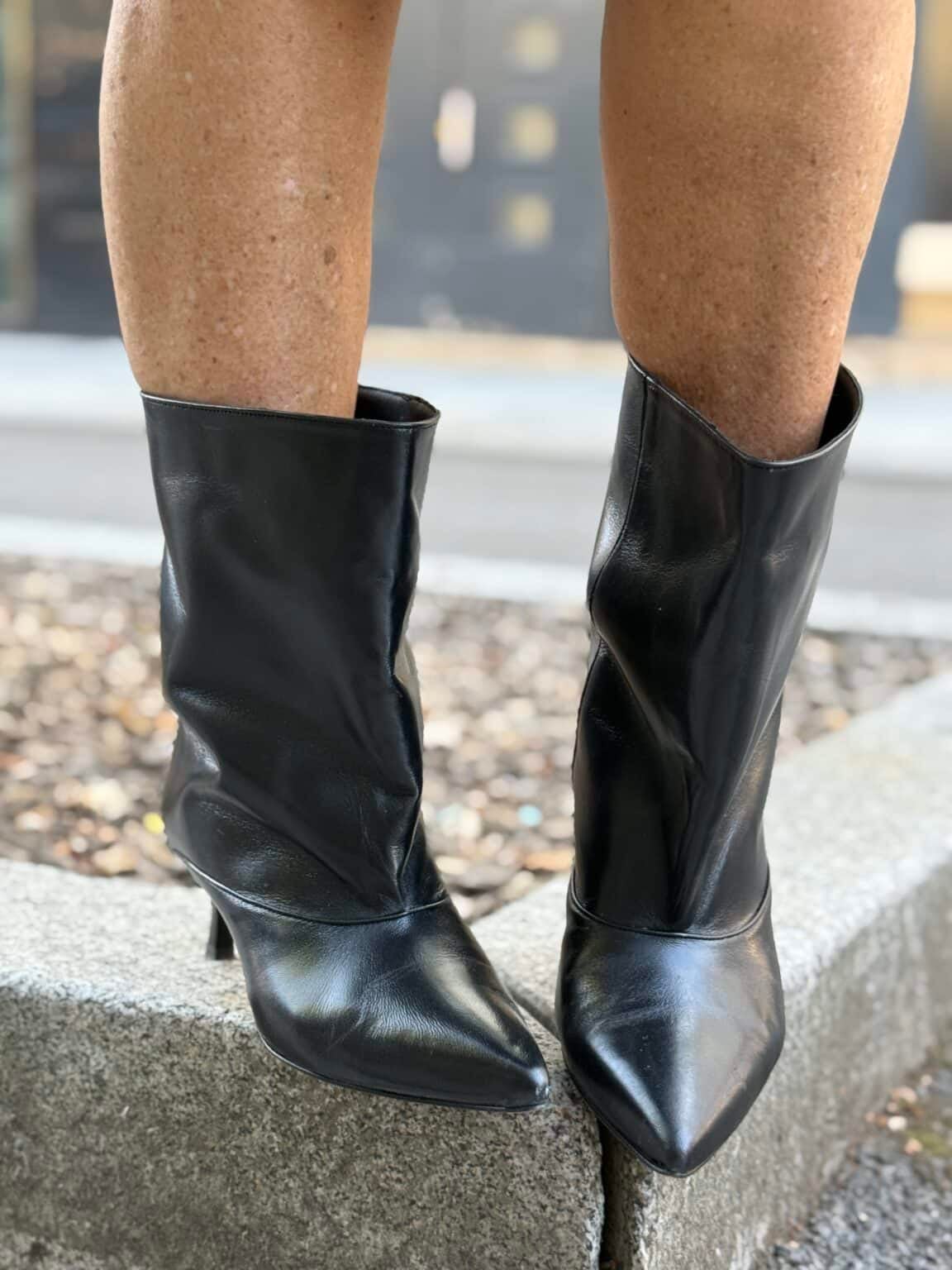 bottines mi mollet noires à talon rd