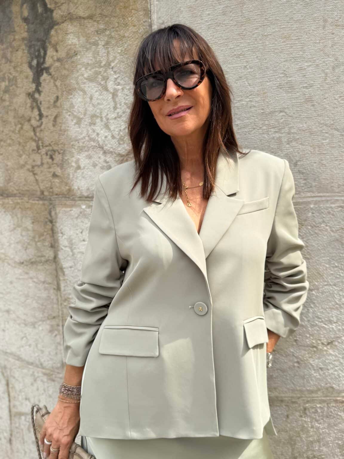 veste blazer asymétrique vert sauge imperial