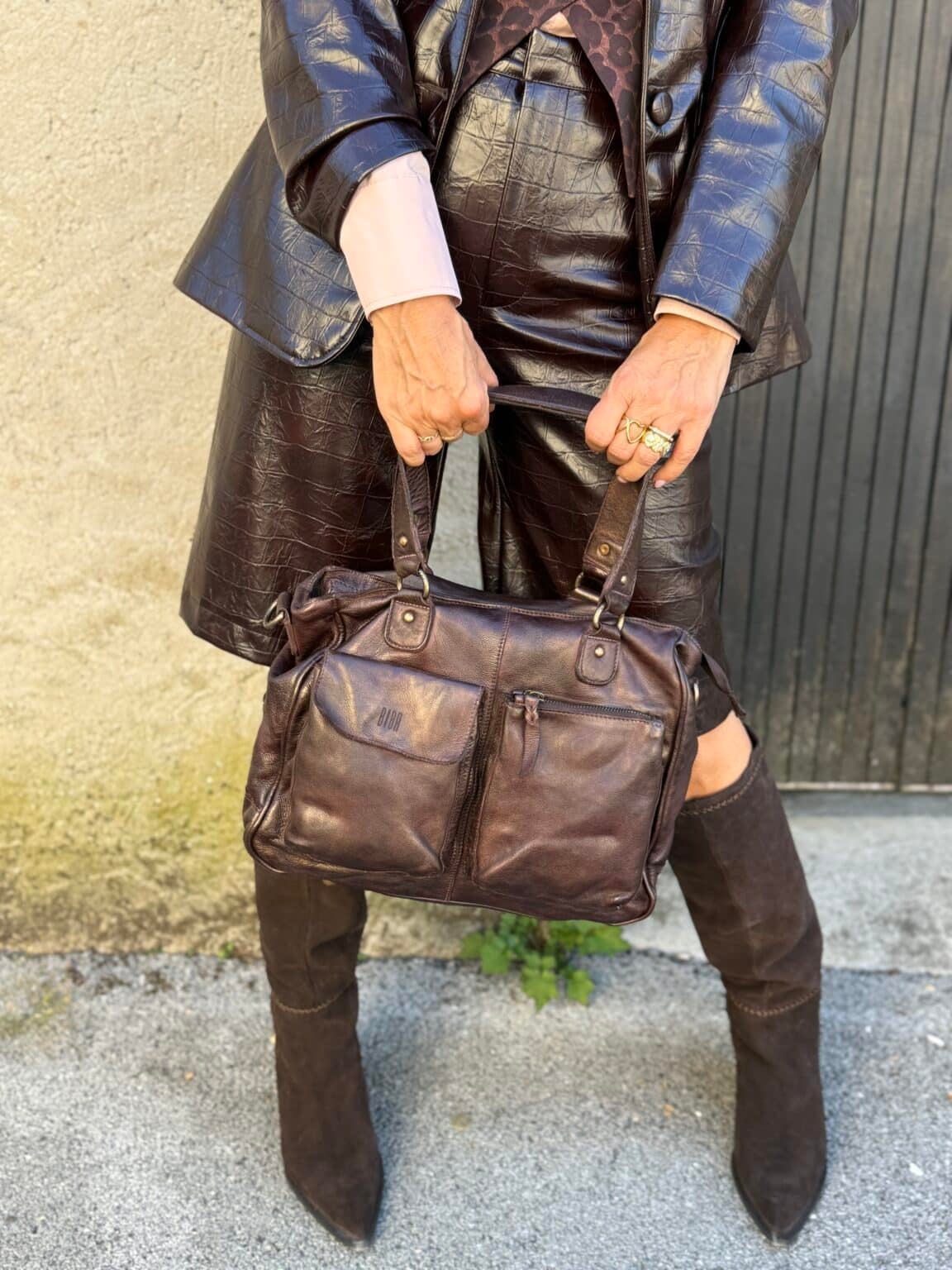 sac bandoulière en cuir marron kenoy biba