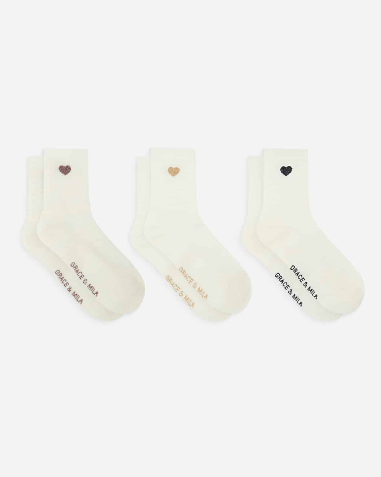 lot de trois paires de chaussettes à cœur grace et mila