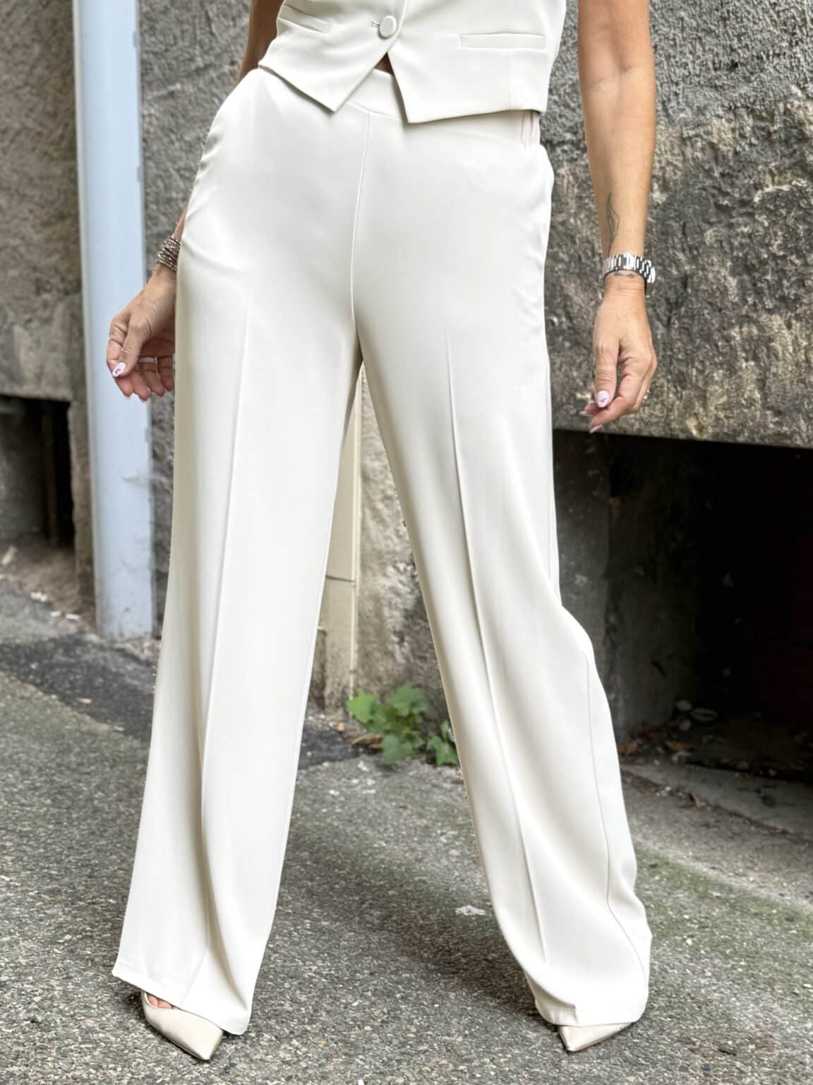 pantalon large fluide écru imperial