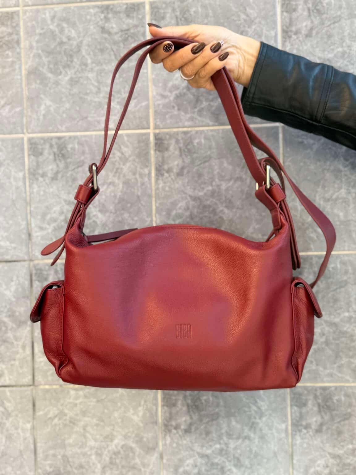 sac bandoulière en cuir rouge imlaya biba