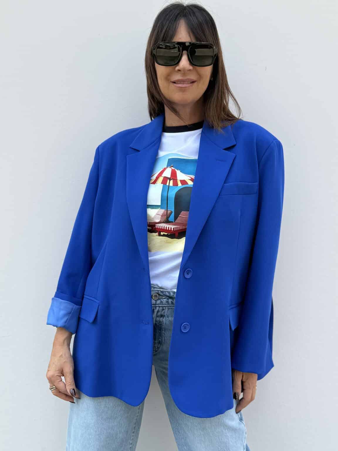 veste blazer oversize bleu électrique imperial