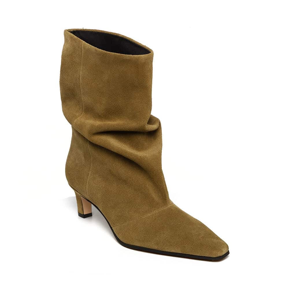 bottines glisser effet suédine kaki (amb)