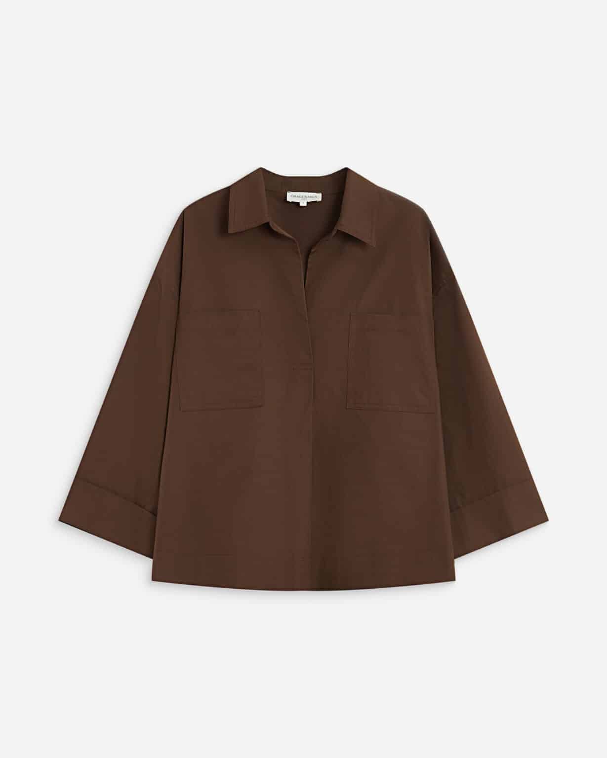chemise oversize chocolat grace et mila