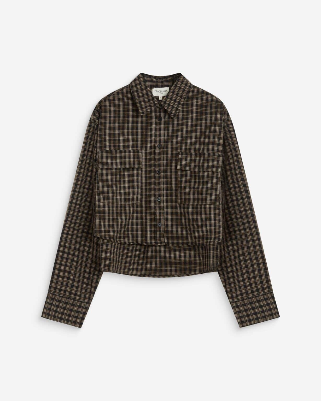 chemise oversize carreaux marron et noir grace et mila