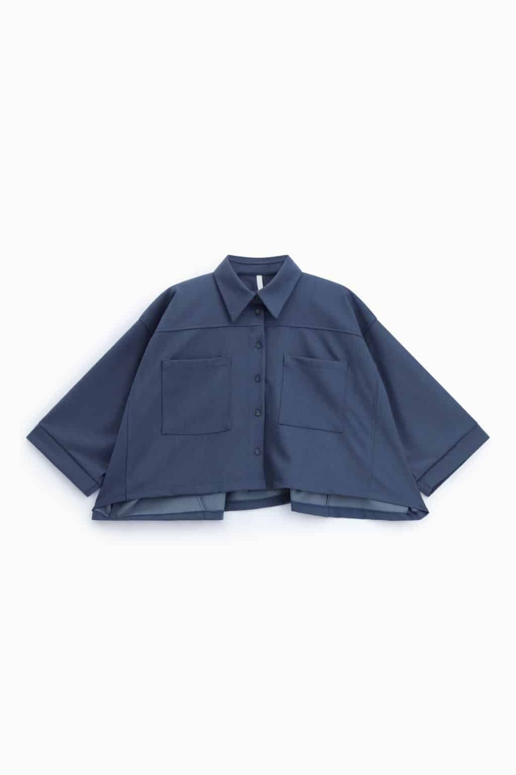 chemise courte bleu ardoise imperial