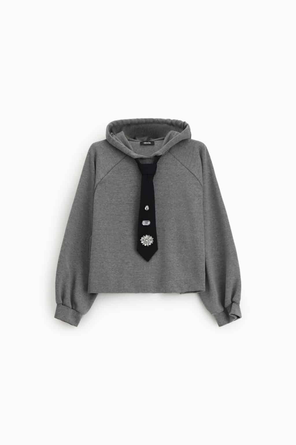 sweat a capuche avec cravate bijou dixie