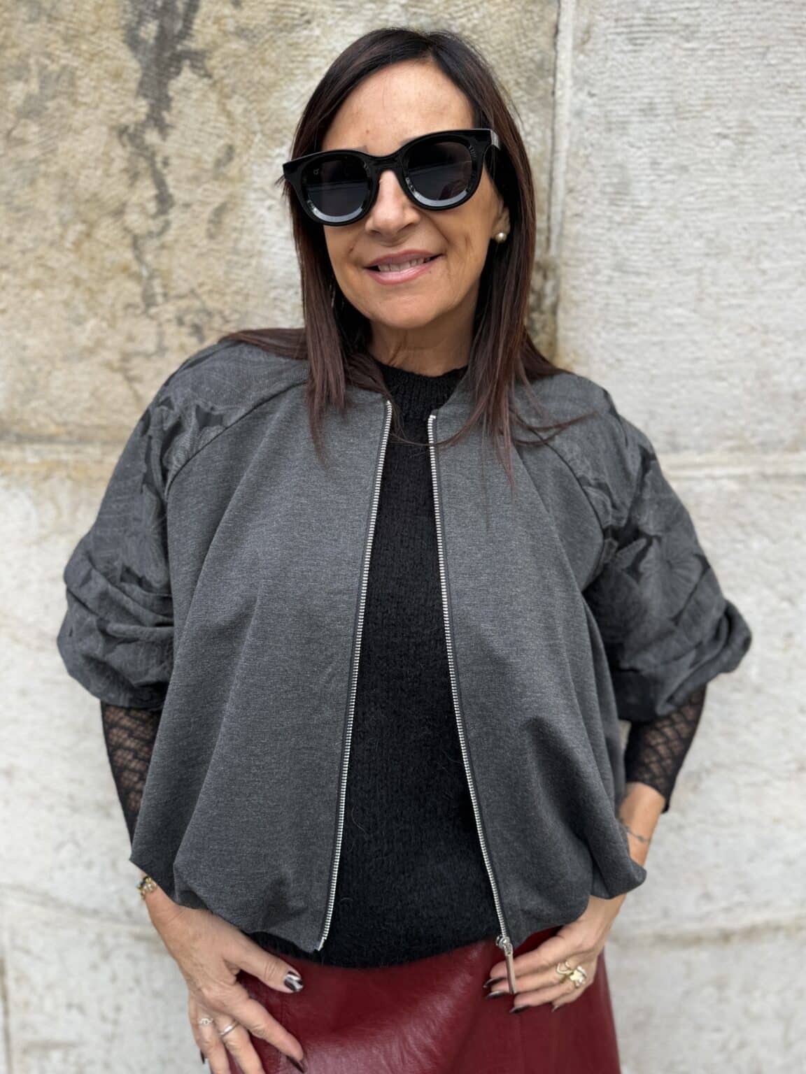 veste bomber oversize texturé gris foncé imperial