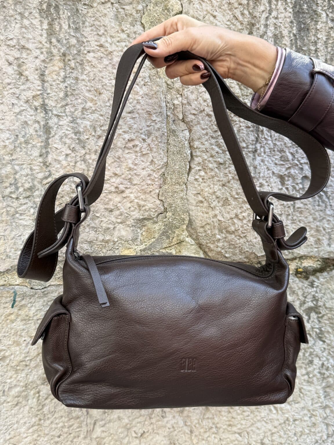 sac bandoulière en cuir marron imlaya biba