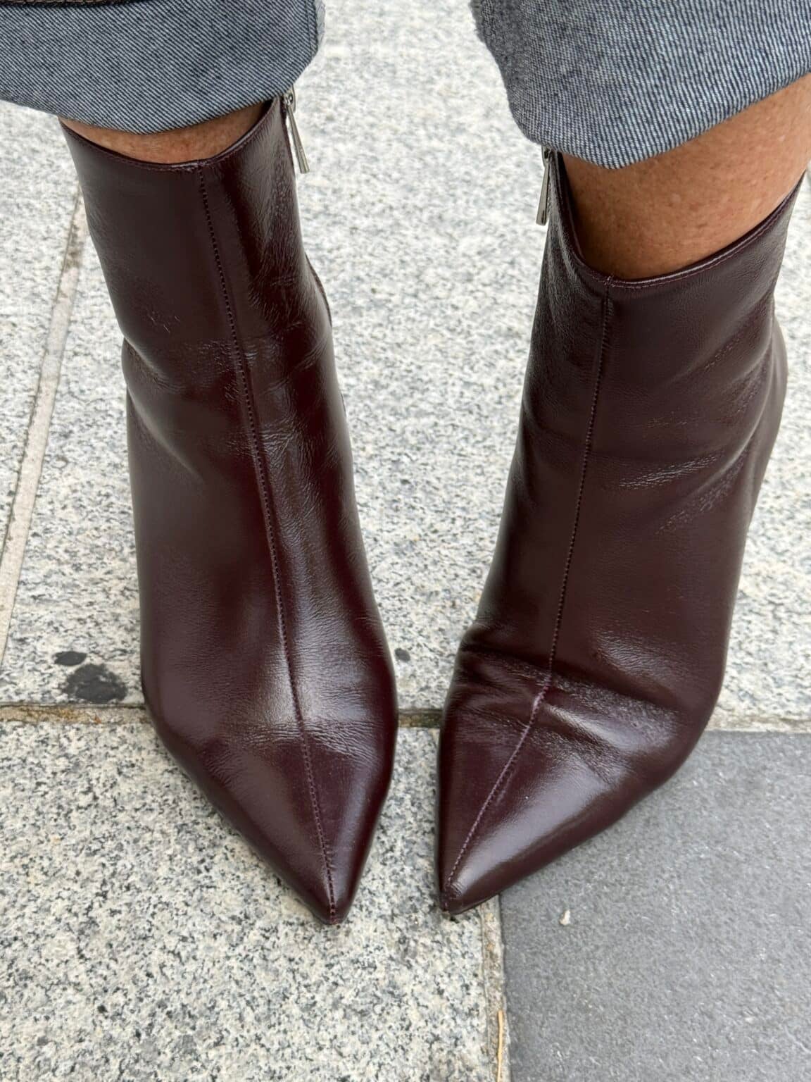 bottines pointues bordeaux à petit talon steve madden