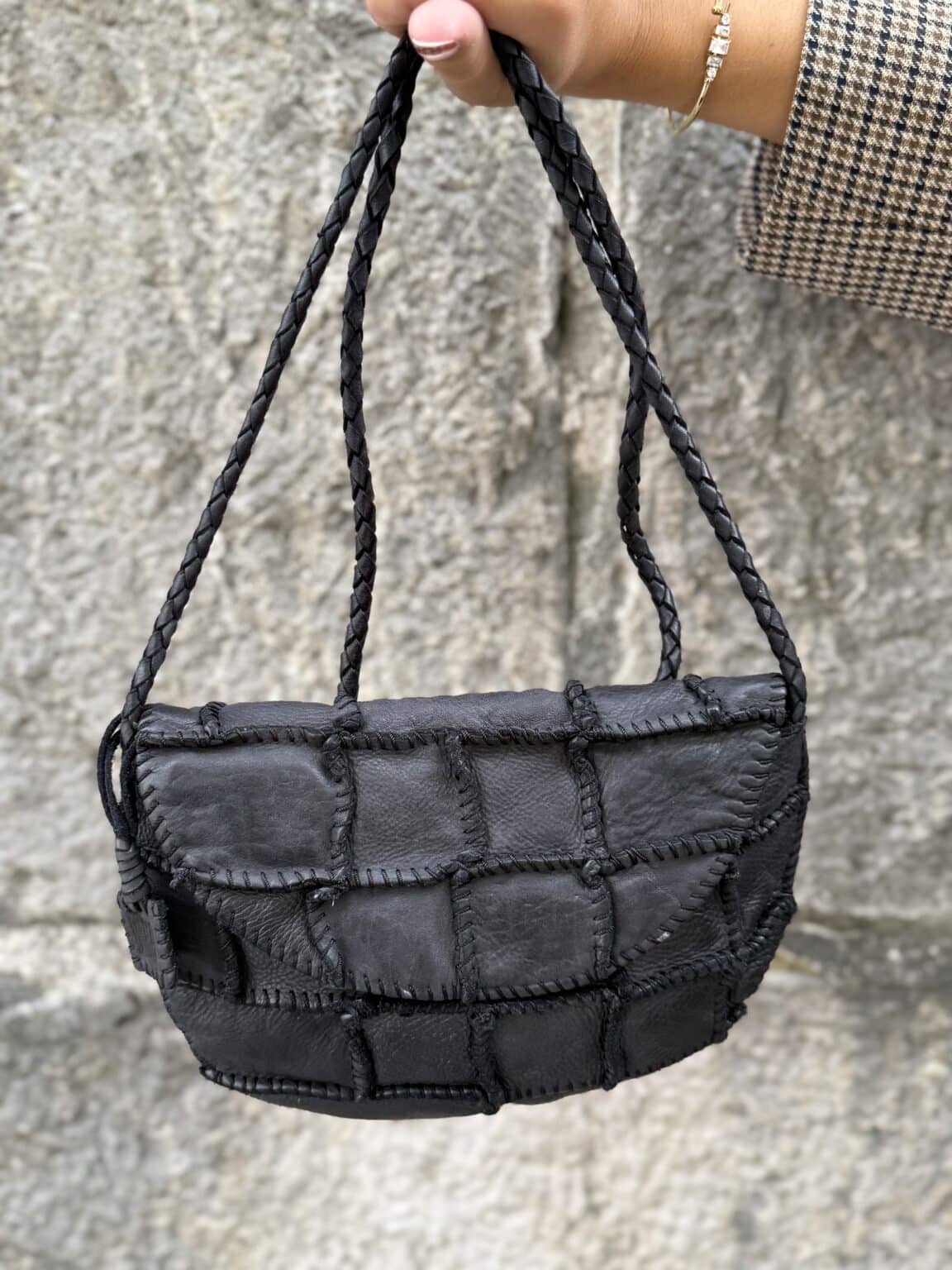 sac bandoulière en cuir noir oley biba