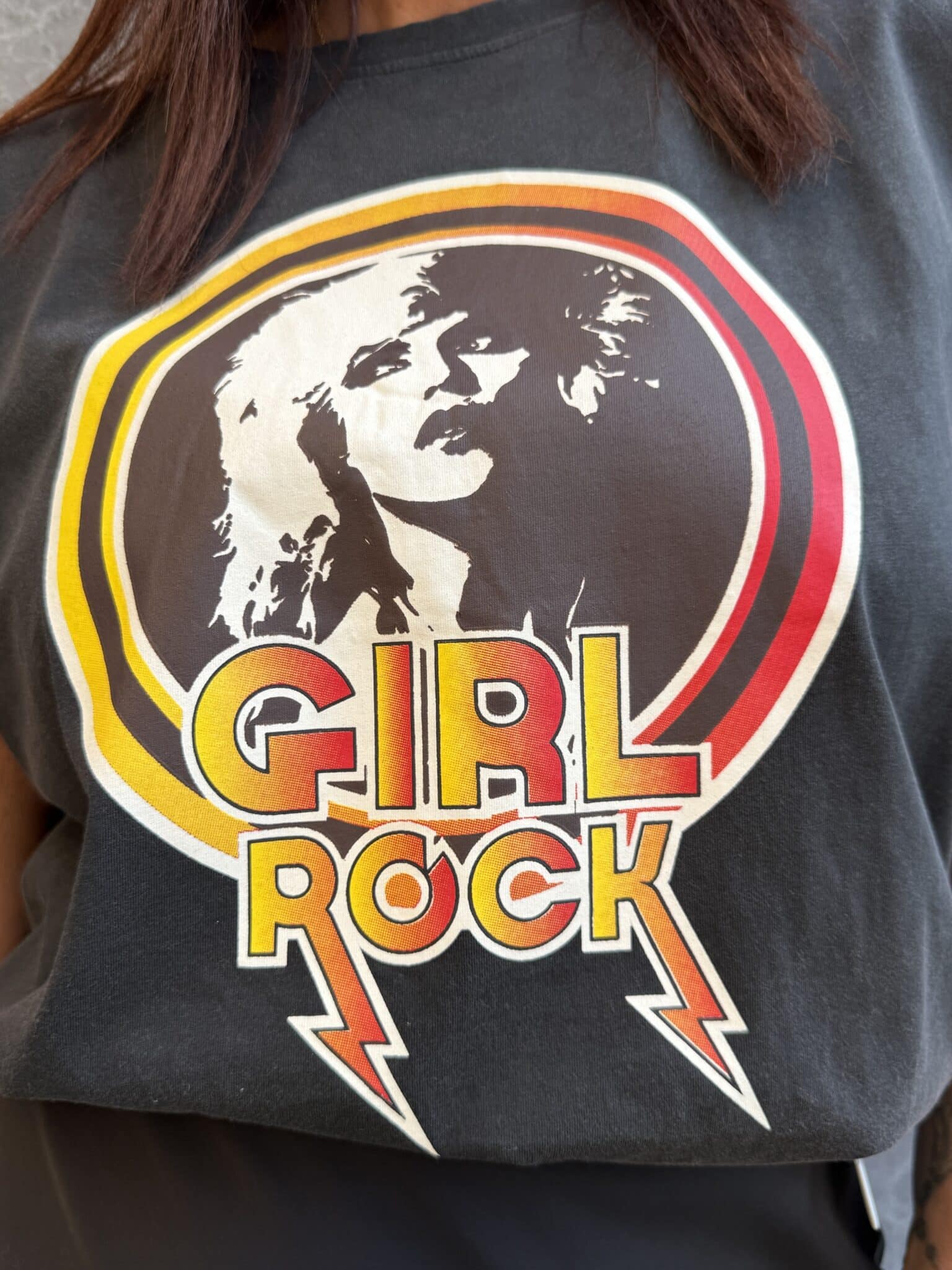 t shirt graphique noir "girl rock" mhj