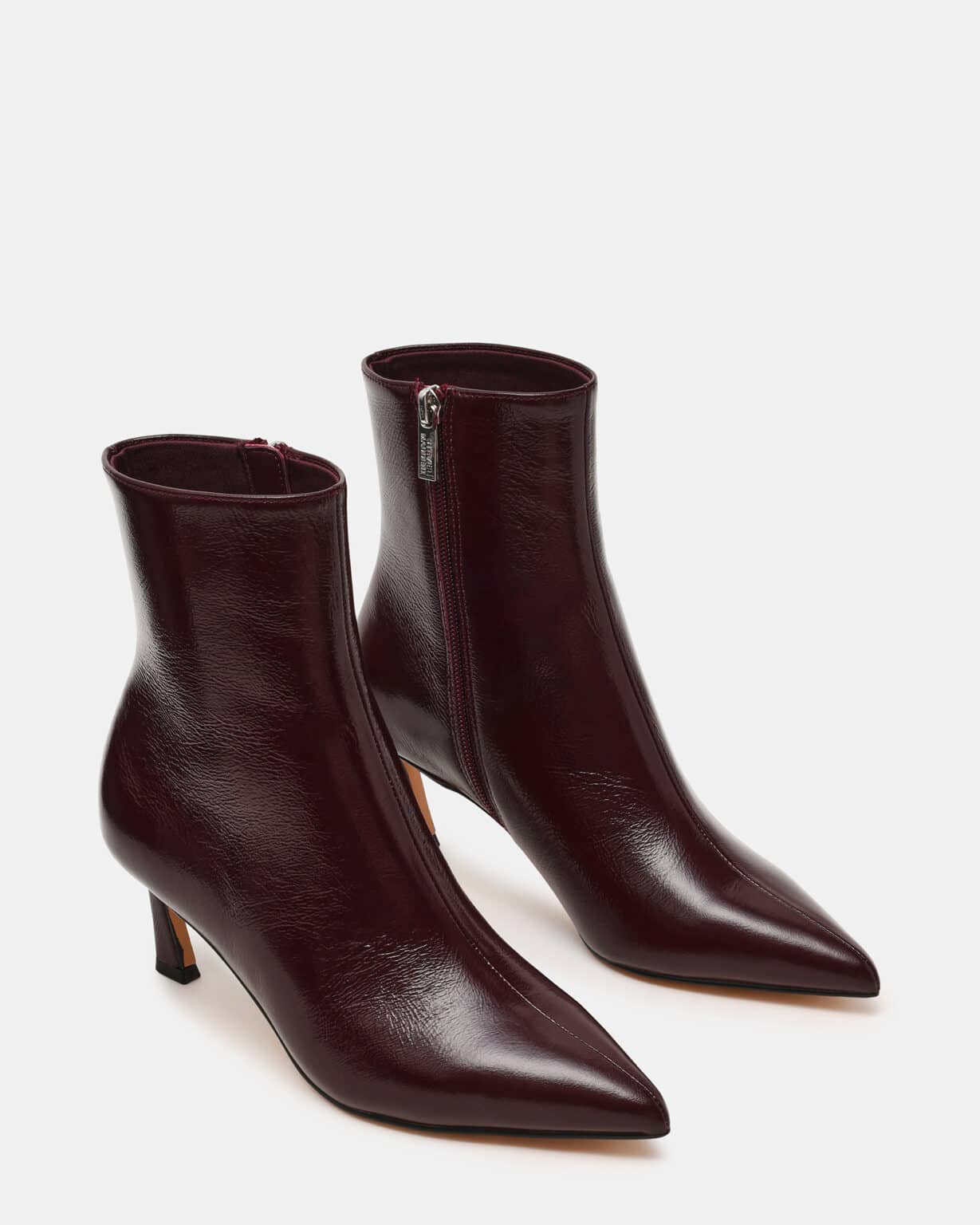 bottines pointues bordeaux à petit talon steve madden