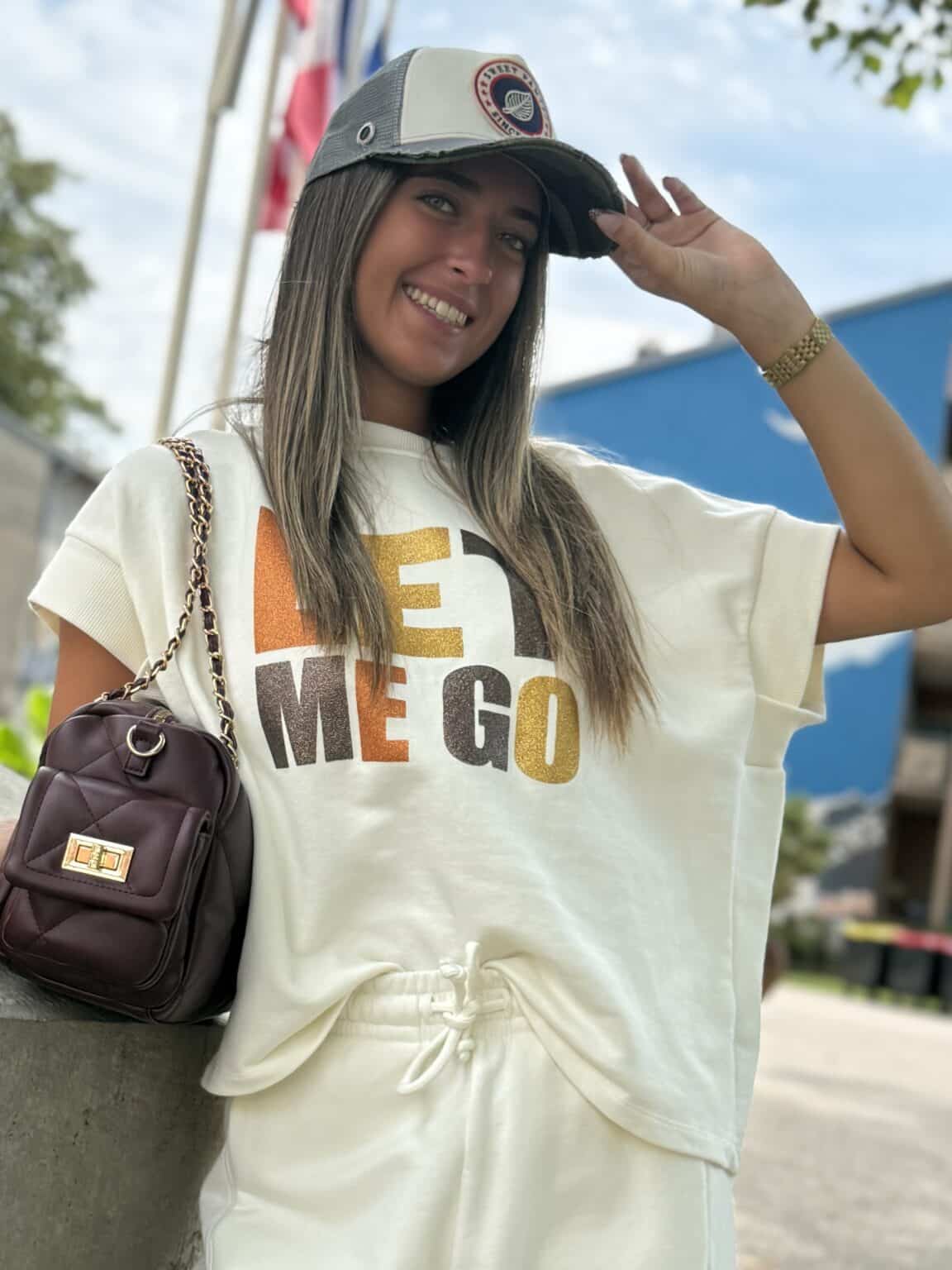 sweat shirt oversize écru imprimé "let me go " mhj
